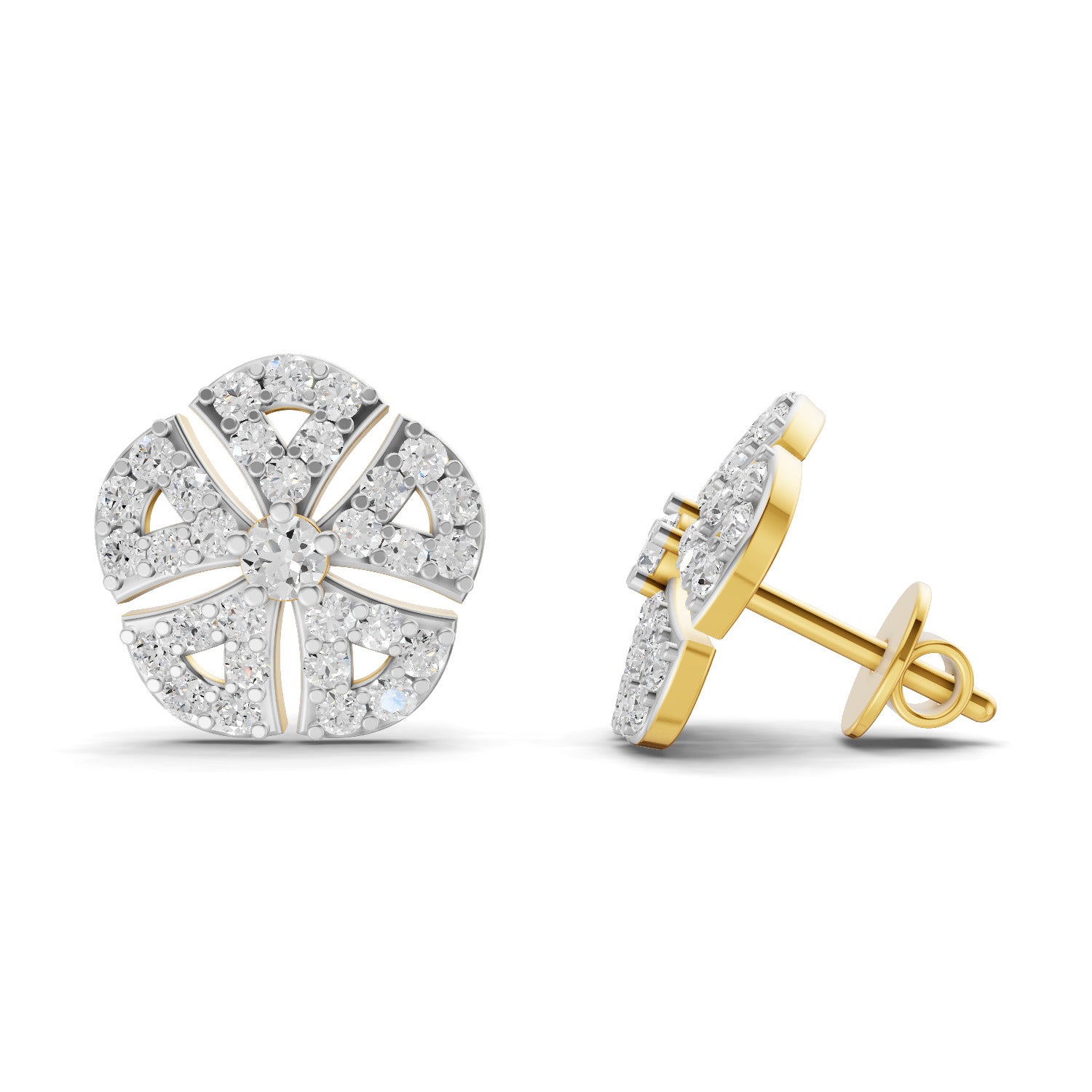 0.9 Carat  | 925 Sterling Silver Gold Plated Fashion Earrings