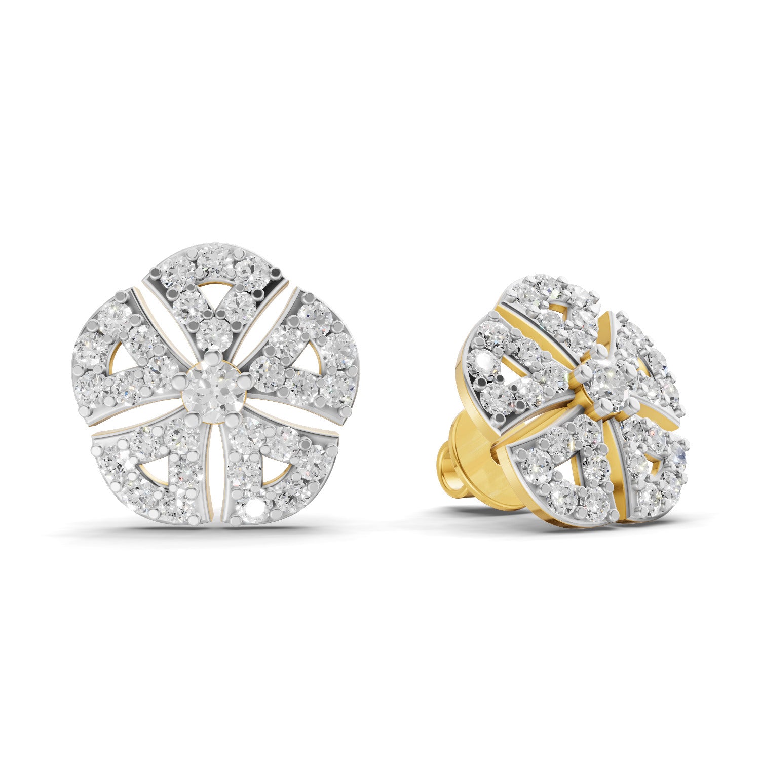 0.9 Carat  | 925 Sterling Silver Gold Plated Fashion Earrings