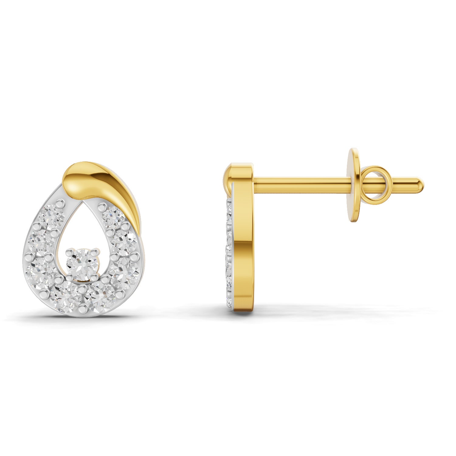 0.32 Carat  | 925 Sterling Silver Gold Plated Teardrop Stud Earrings