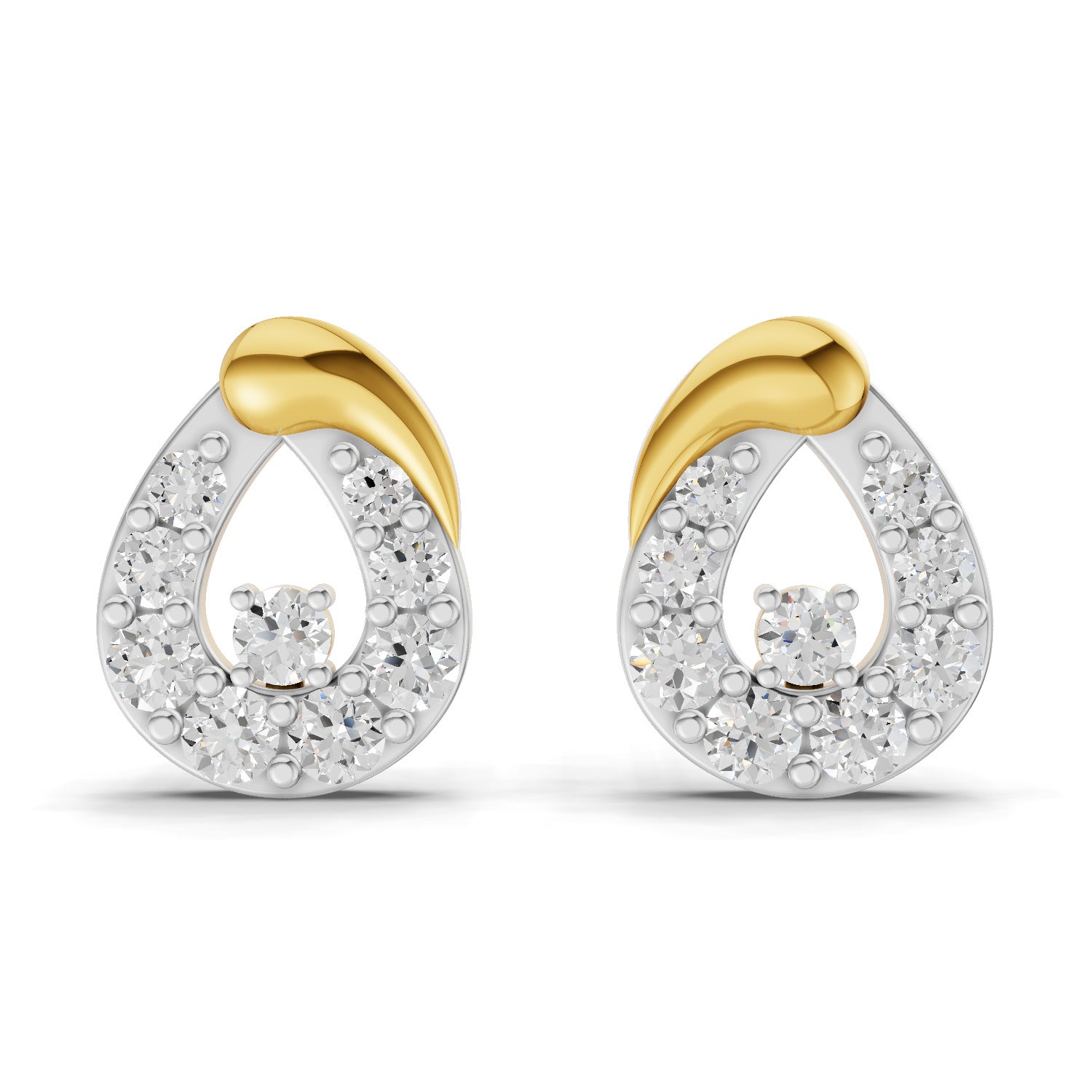 0.32 Carat  | 925 Sterling Silver Gold Plated Teardrop Stud Earrings