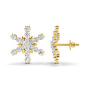 0.87 Carat | 925 Sterling Silver Gold Plated Snowflakes Earrings