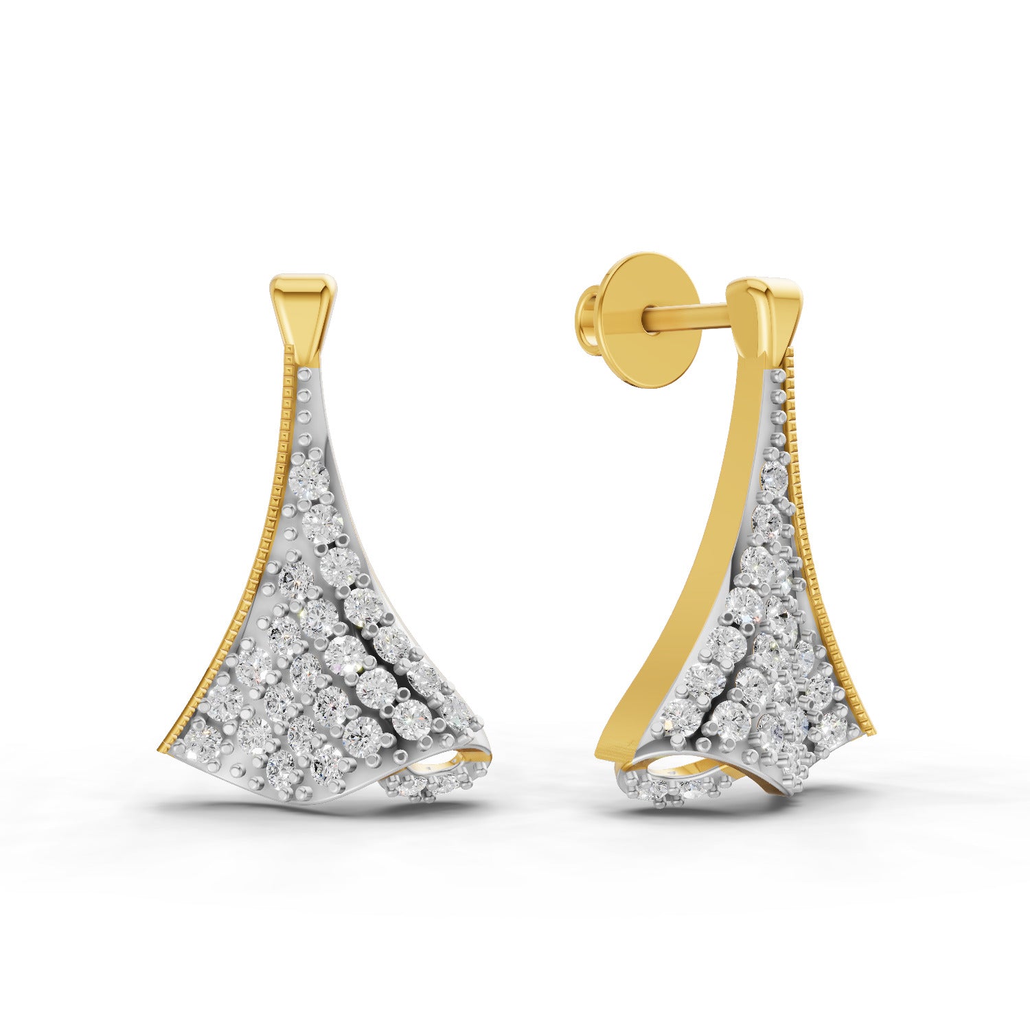 0.71 Carat  | 925 Sterling Silver Gold Plated Fashion Earrings