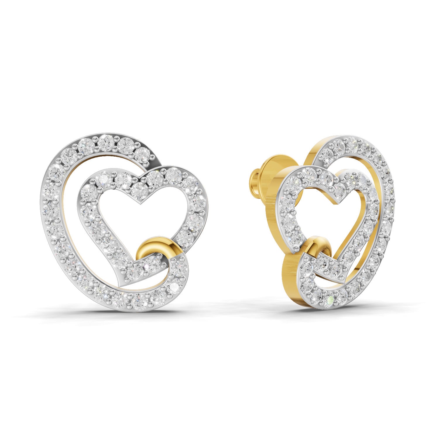 0.94 Carat  | 925 Sterling Silver Yellow Gold Plated Heart Earrings