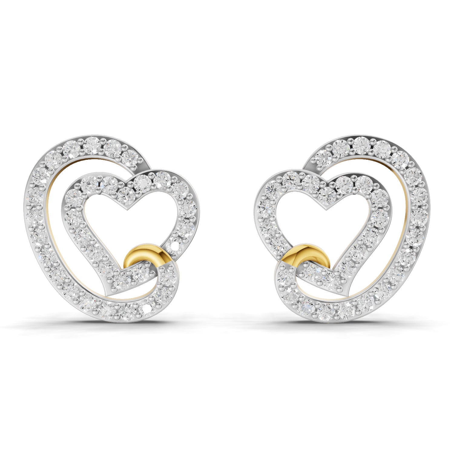 0.94 Carat  | 925 Sterling Silver Yellow Gold Plated Heart Earrings