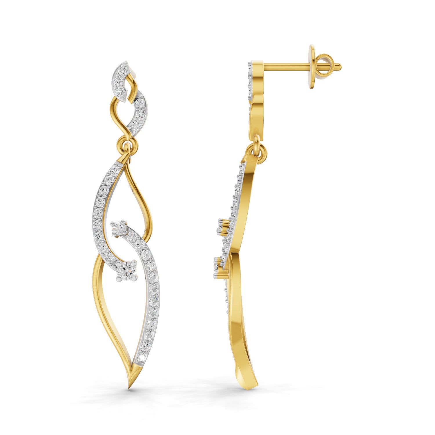 0.63 Carat  | 925 Sterling Silver Gold Plated Teardrop Pear Shape Earrings