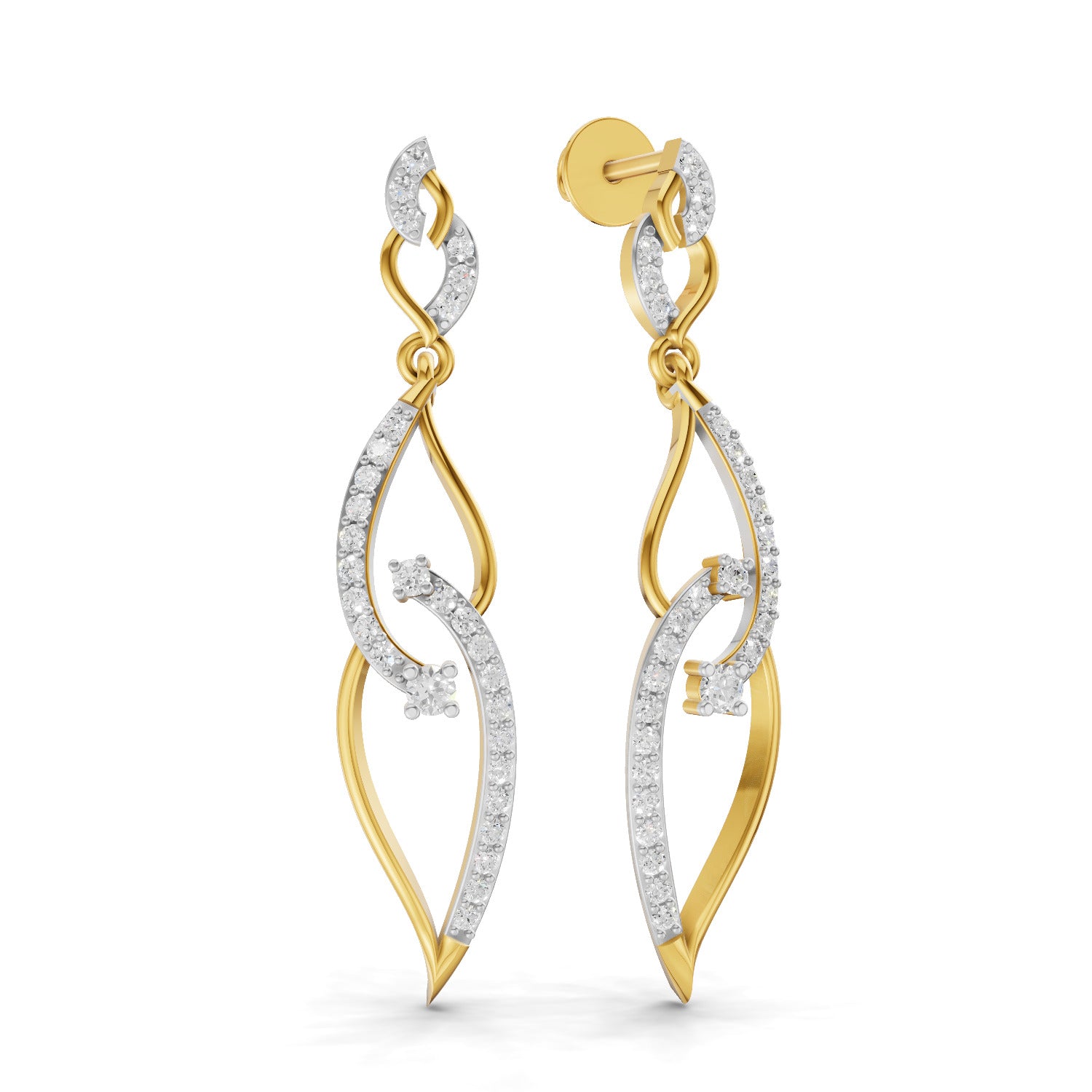 0.63 Carat  | 925 Sterling Silver Gold Plated Teardrop Pear Shape Earrings