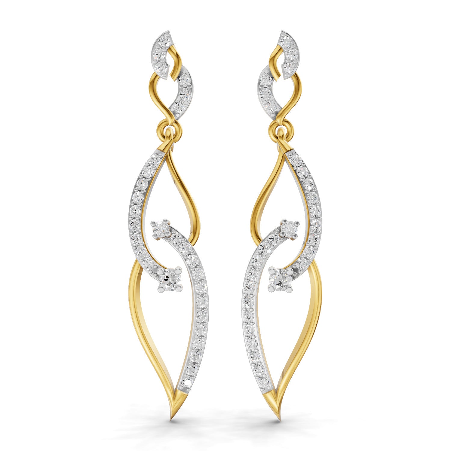 0.63 Carat  | 925 Sterling Silver Gold Plated Teardrop Pear Shape Earrings