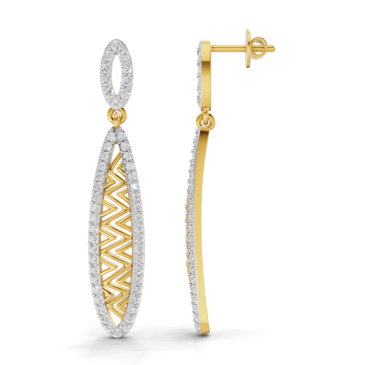 1.1 Carat  | 925 Sterling Silver Gold Plated Fashion Earrings
