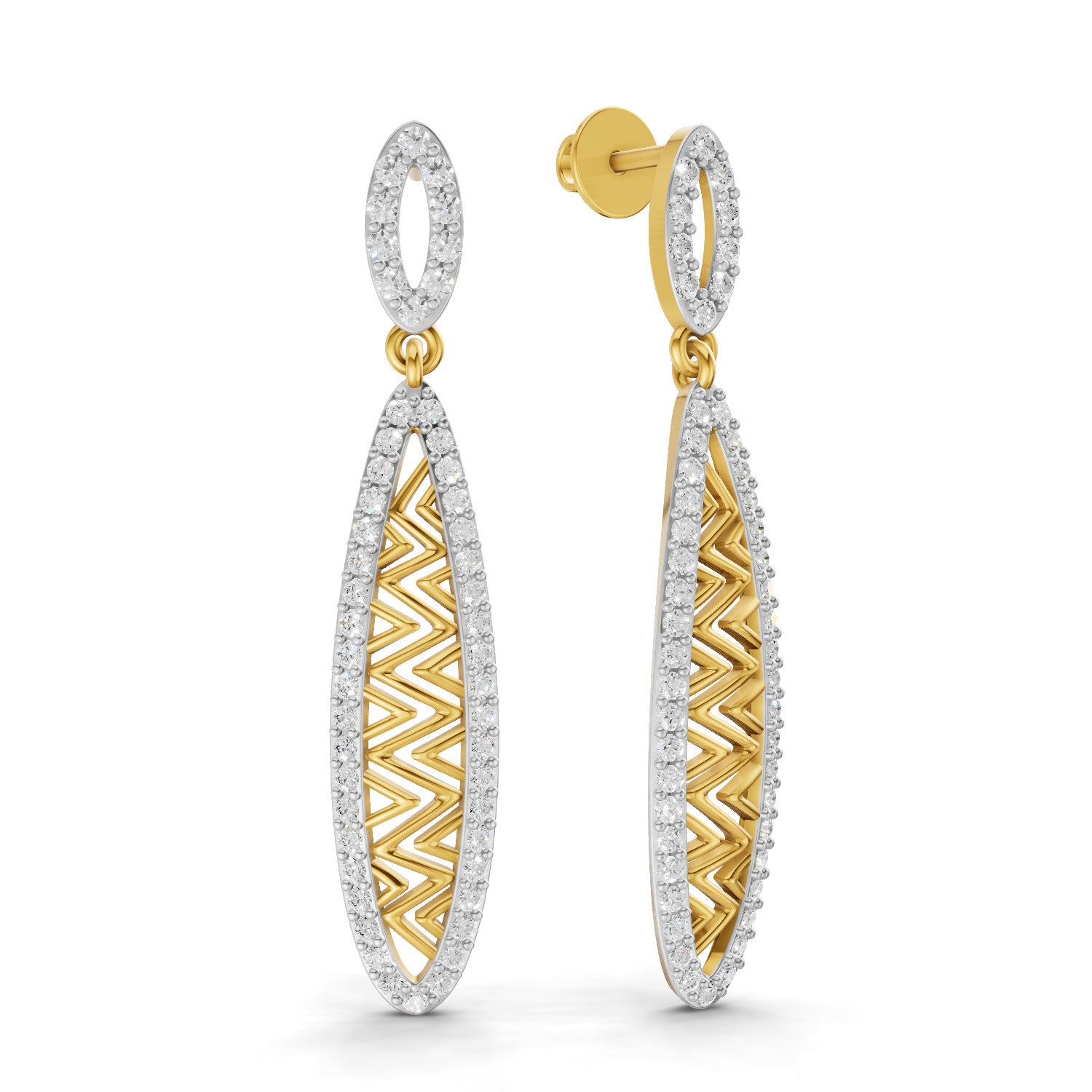 1.1 Carat  | 925 Sterling Silver Gold Plated Fashion Earrings