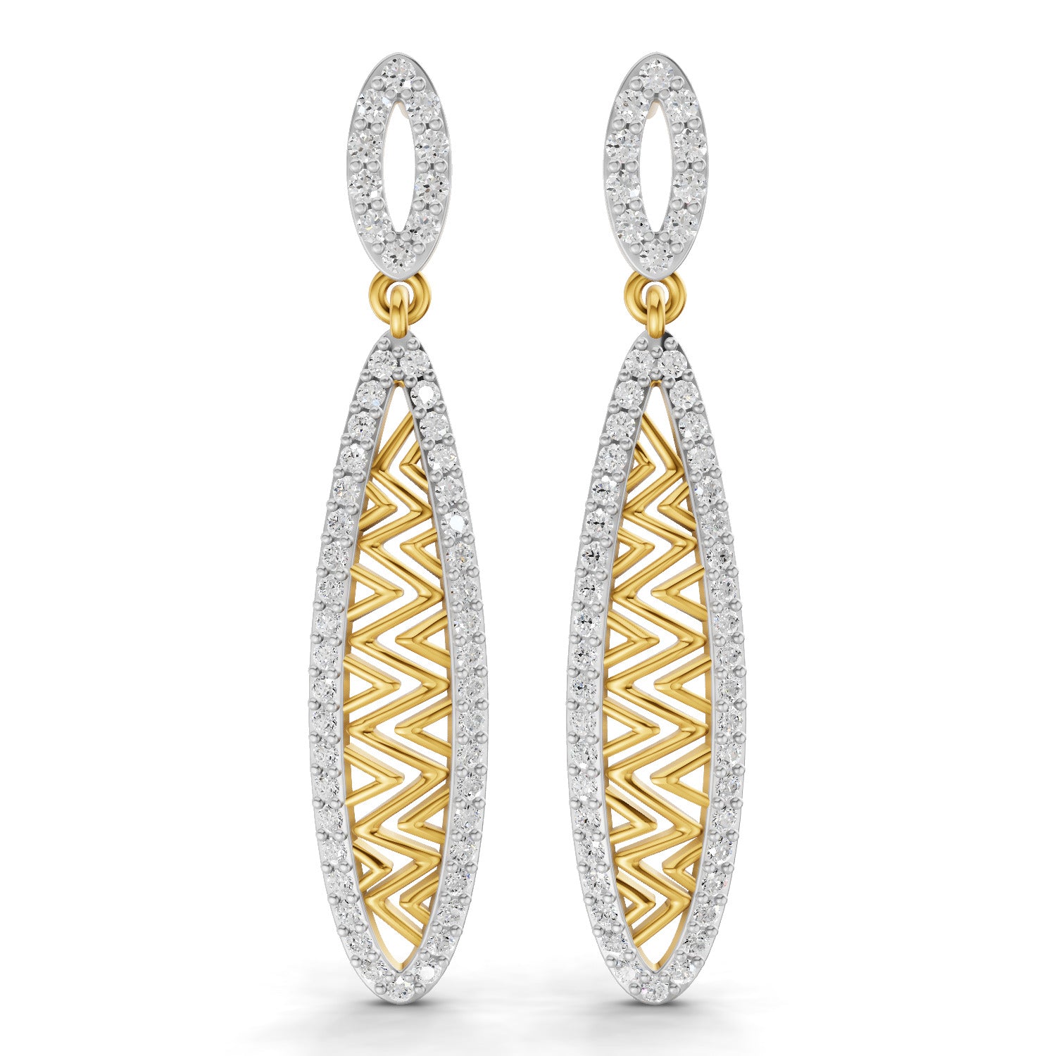 1.1 Carat  | 925 Sterling Silver Gold Plated Fashion Earrings