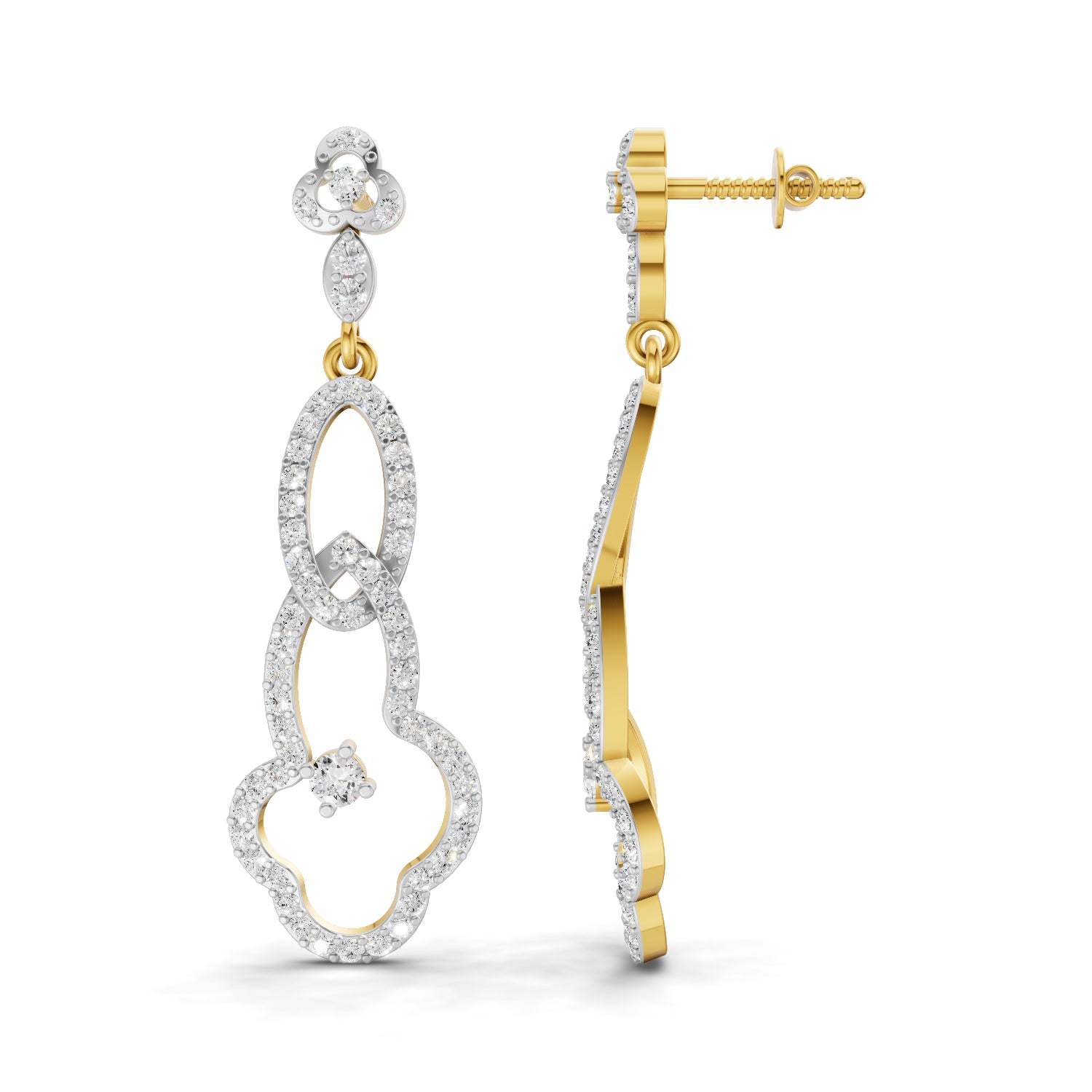 1.33 Carat | 925 Sterling Silver Gold Plated Link Drop Earrings