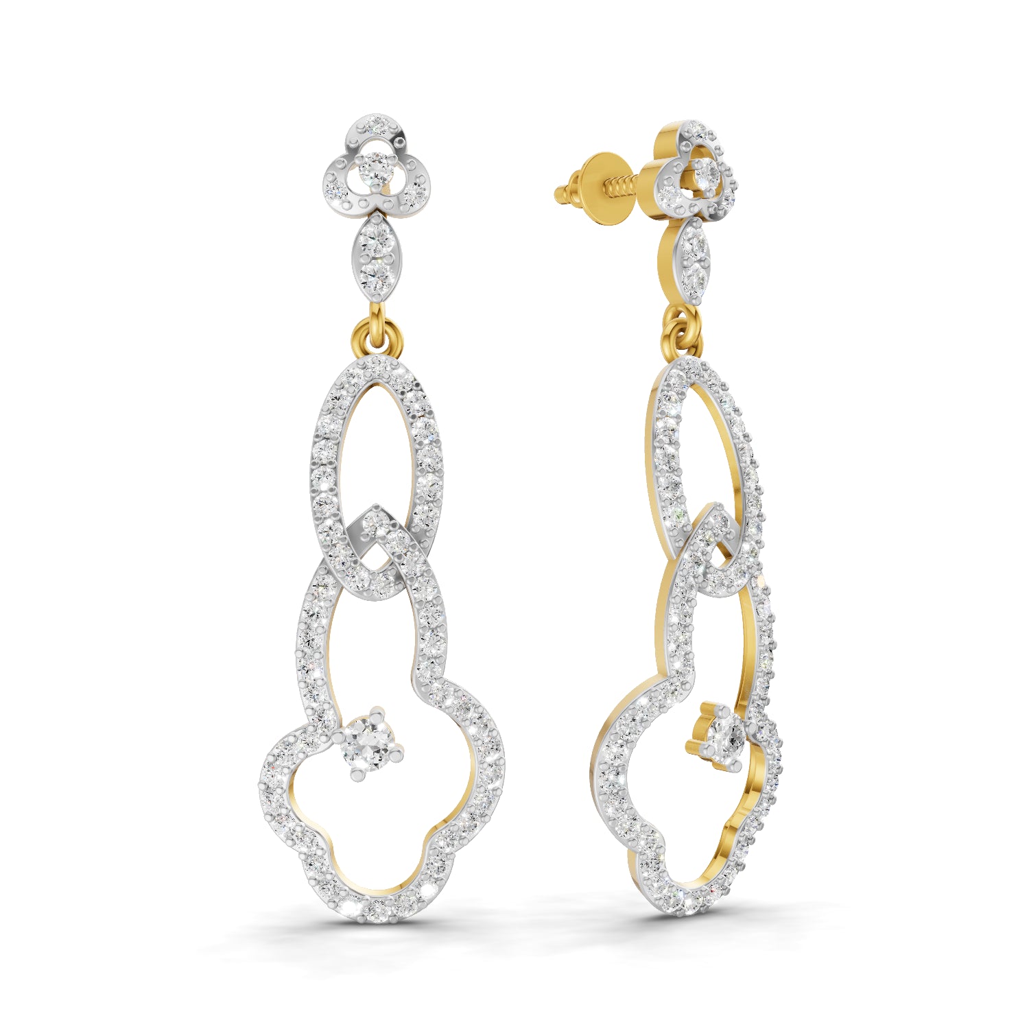 1.33 Carat | 925 Sterling Silver Gold Plated Link Drop Earrings