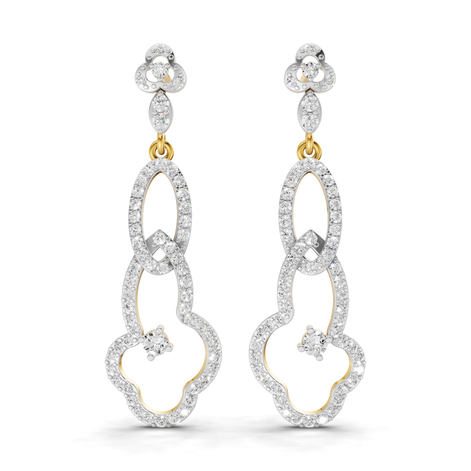 1.33 Carat | 925 Sterling Silver Gold Plated Link Drop Earrings