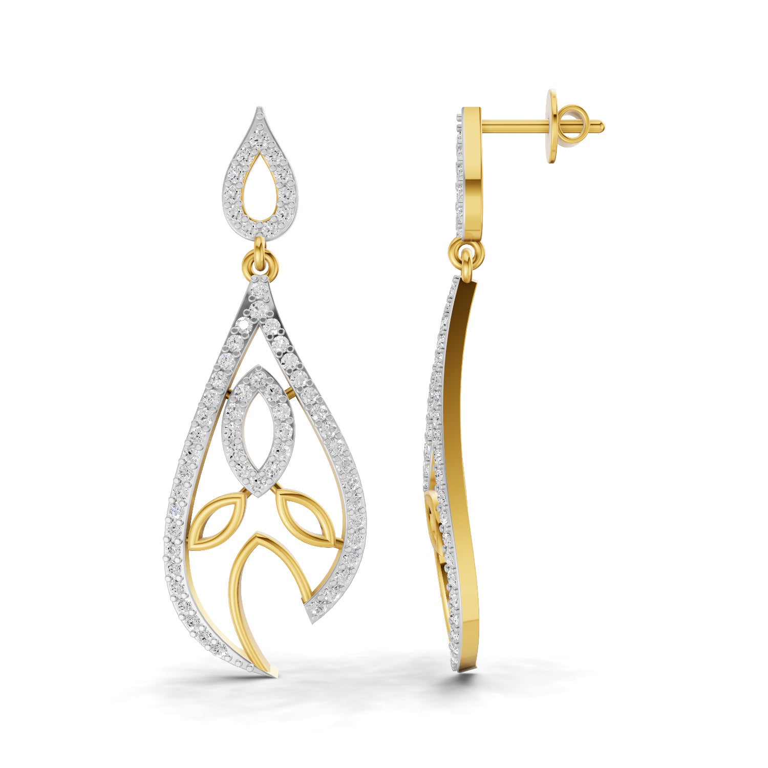 1.24 Carat  | 925 Sterling Silver Gold Plated Fashion Earrings