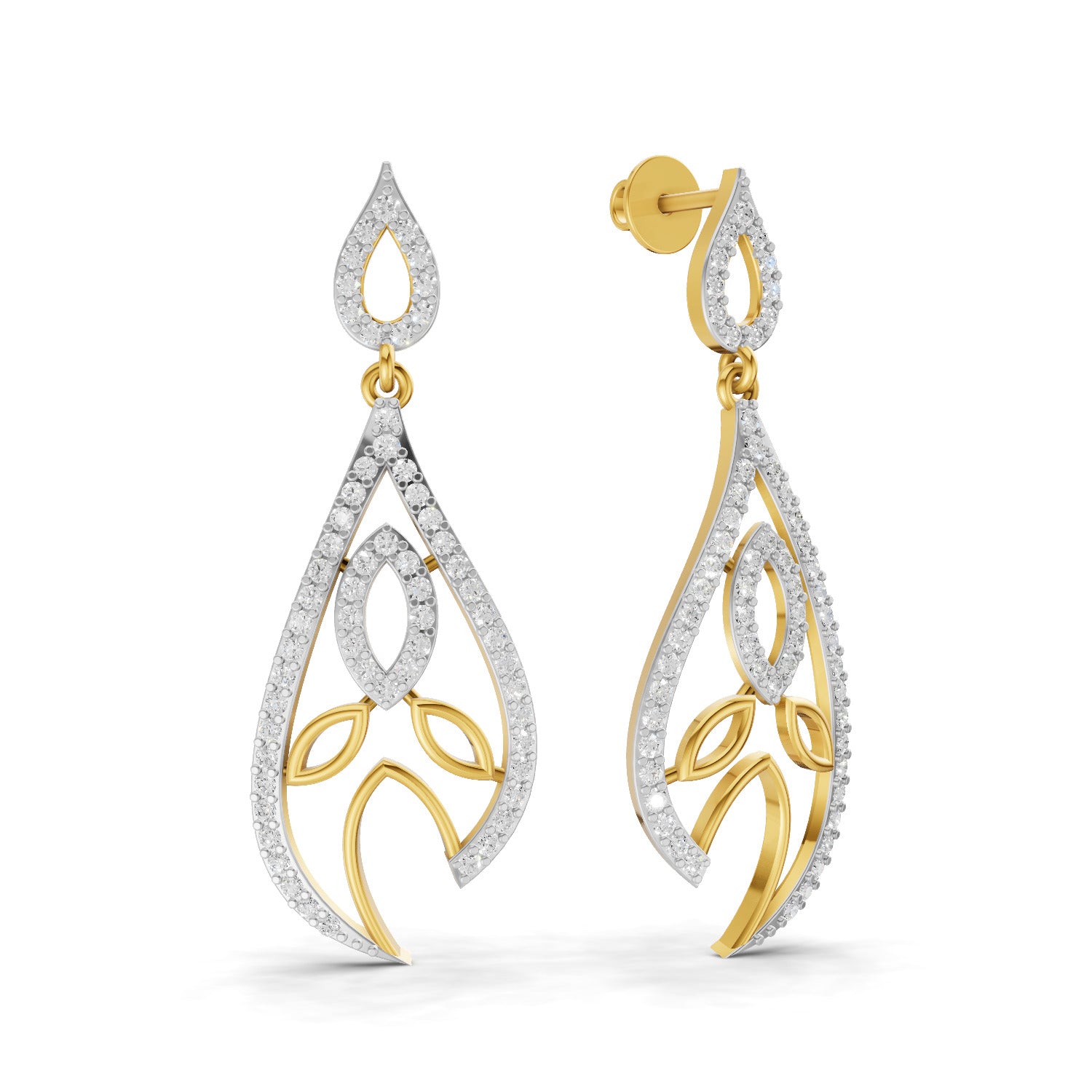 1.24 Carat  | 925 Sterling Silver Gold Plated Fashion Earrings