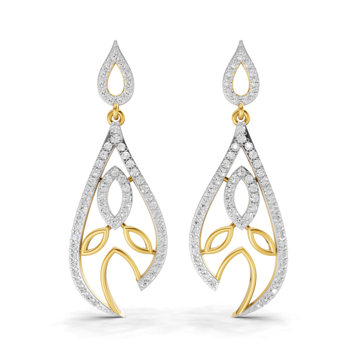 1.24 Carat  | 925 Sterling Silver Gold Plated Fashion Earrings