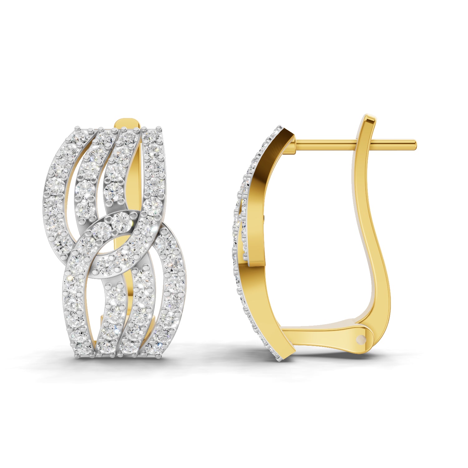 0.83 Carat | 925 Sterling Silver Gold Plated Intertwined Hoop Earrings