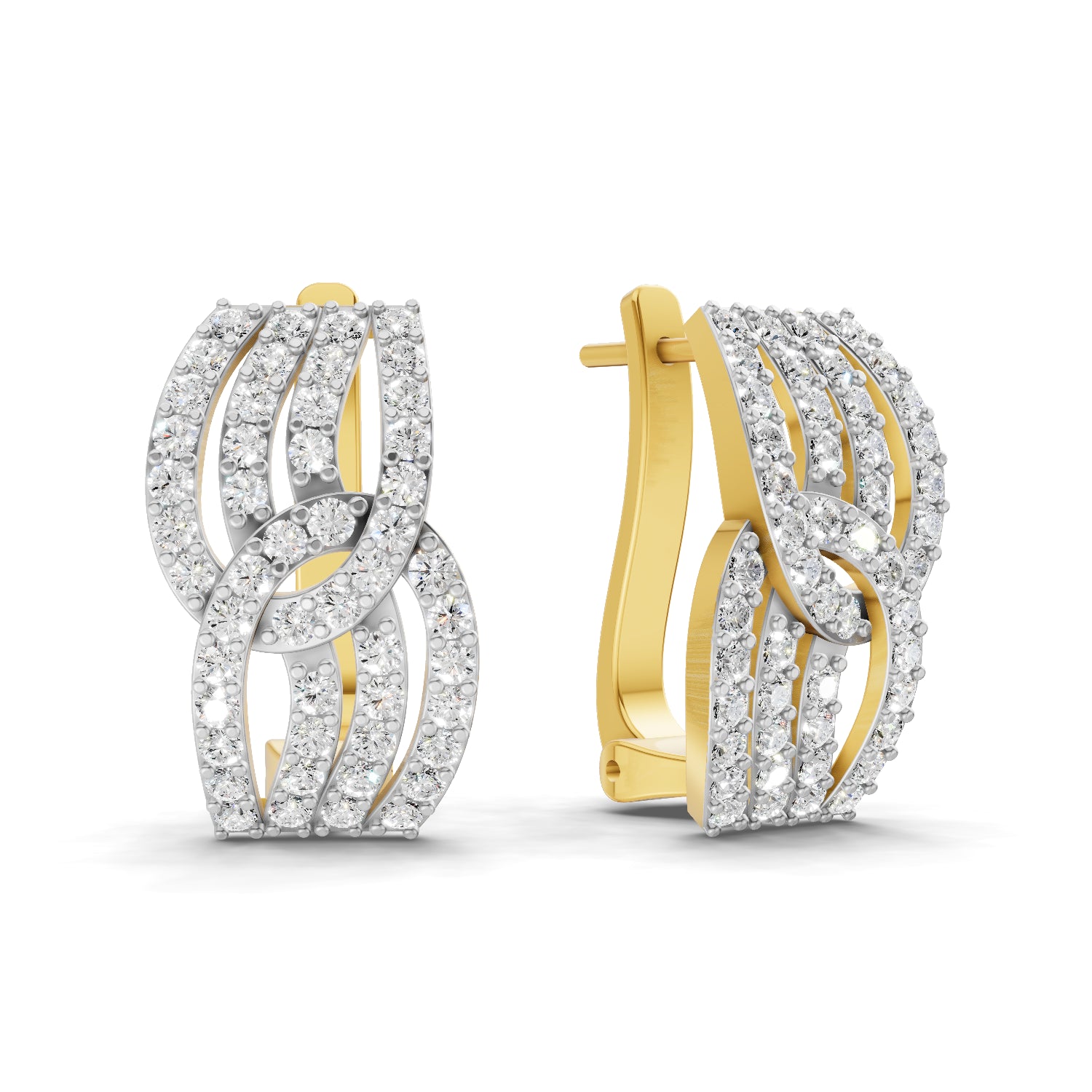 0.83 Carat | 925 Sterling Silver Gold Plated Intertwined Hoop Earrings