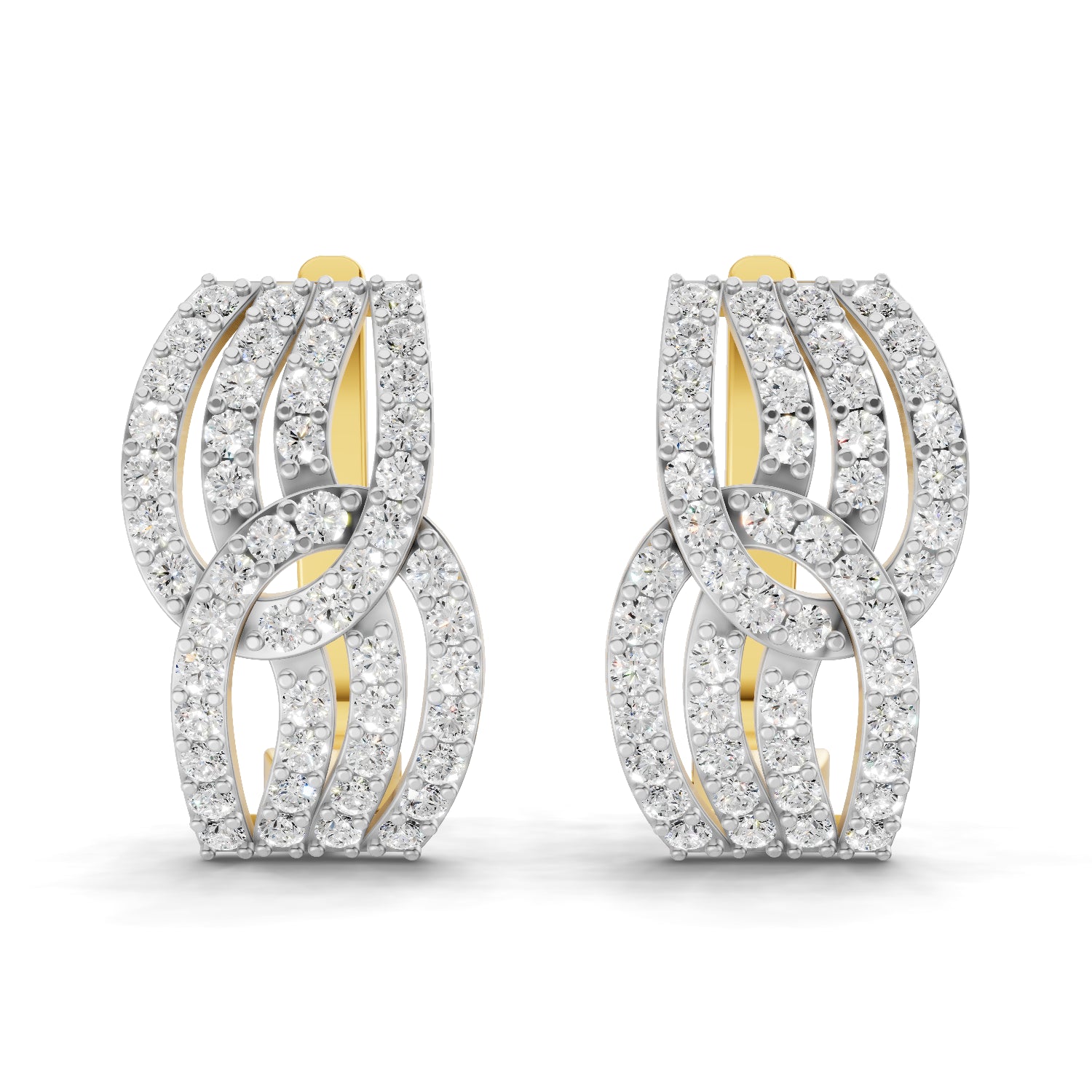 0.83 Carat | 925 Sterling Silver Gold Plated Intertwined Hoop Earrings