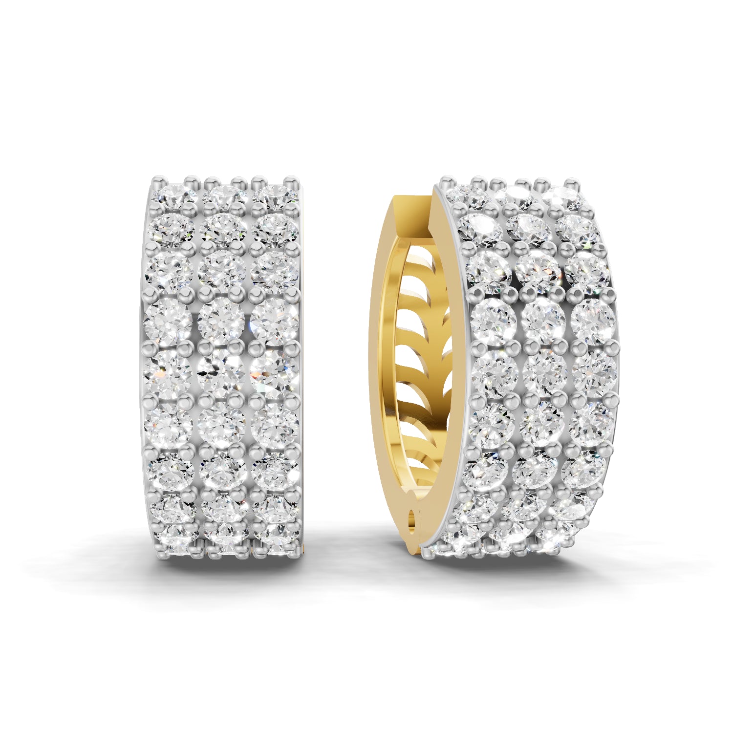 0.72 Carat Round Shape | 925 Sterling Silver Gold Plated Pave Huggie Hoop Stud Earrings