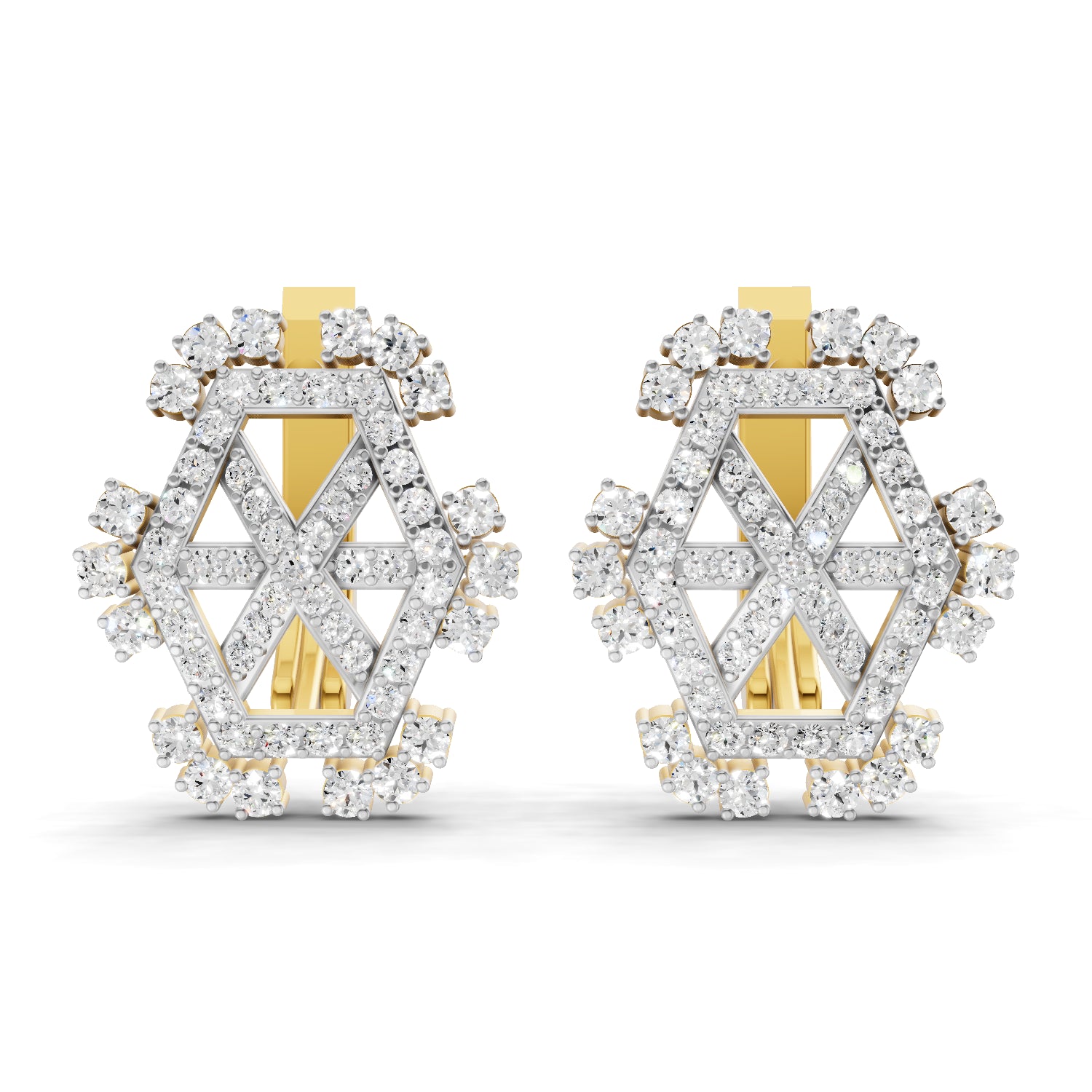 0.72 Carat Round Shape | 925 Sterling Silver Gold Plated Dual Tone Spade Stud Earrings