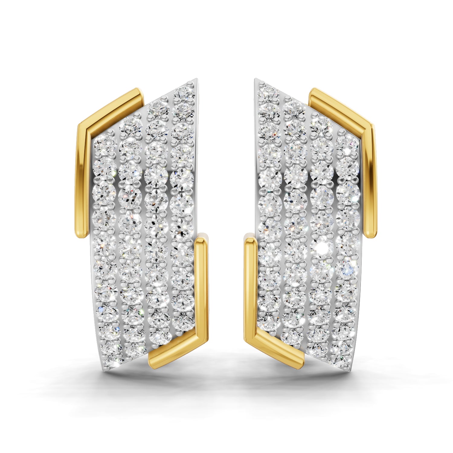 0.62 Carat Round Shape | 925 Sterling Silver Gold Plated Pave Huggies Stud Earrings