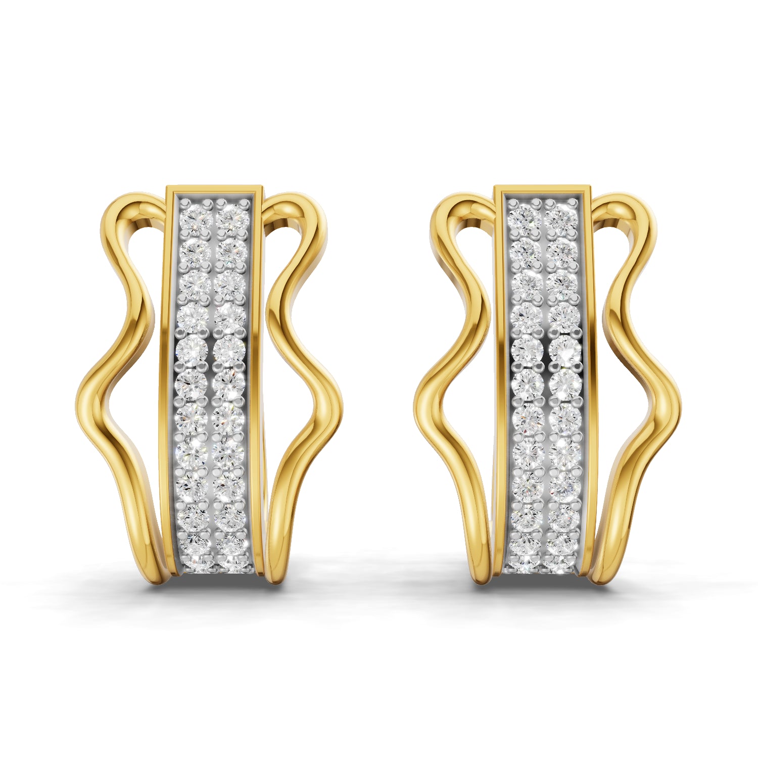 0.62 Carat | 925 Sterling Silver Gold Plated Wave Elegance Hoop Earrings