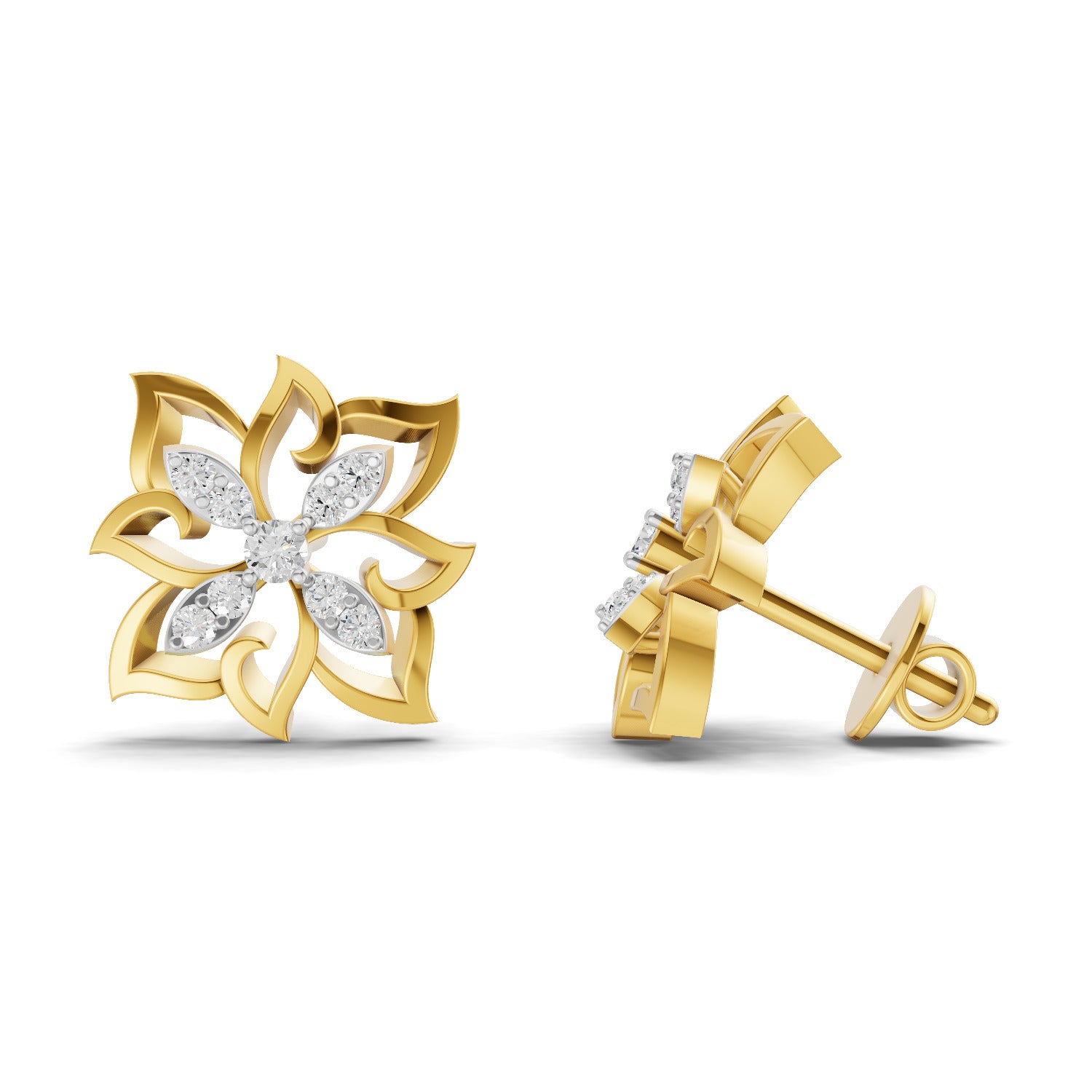 0.20 Carat  | 925 Sterling Silver Gold Plated Fashion Earrings