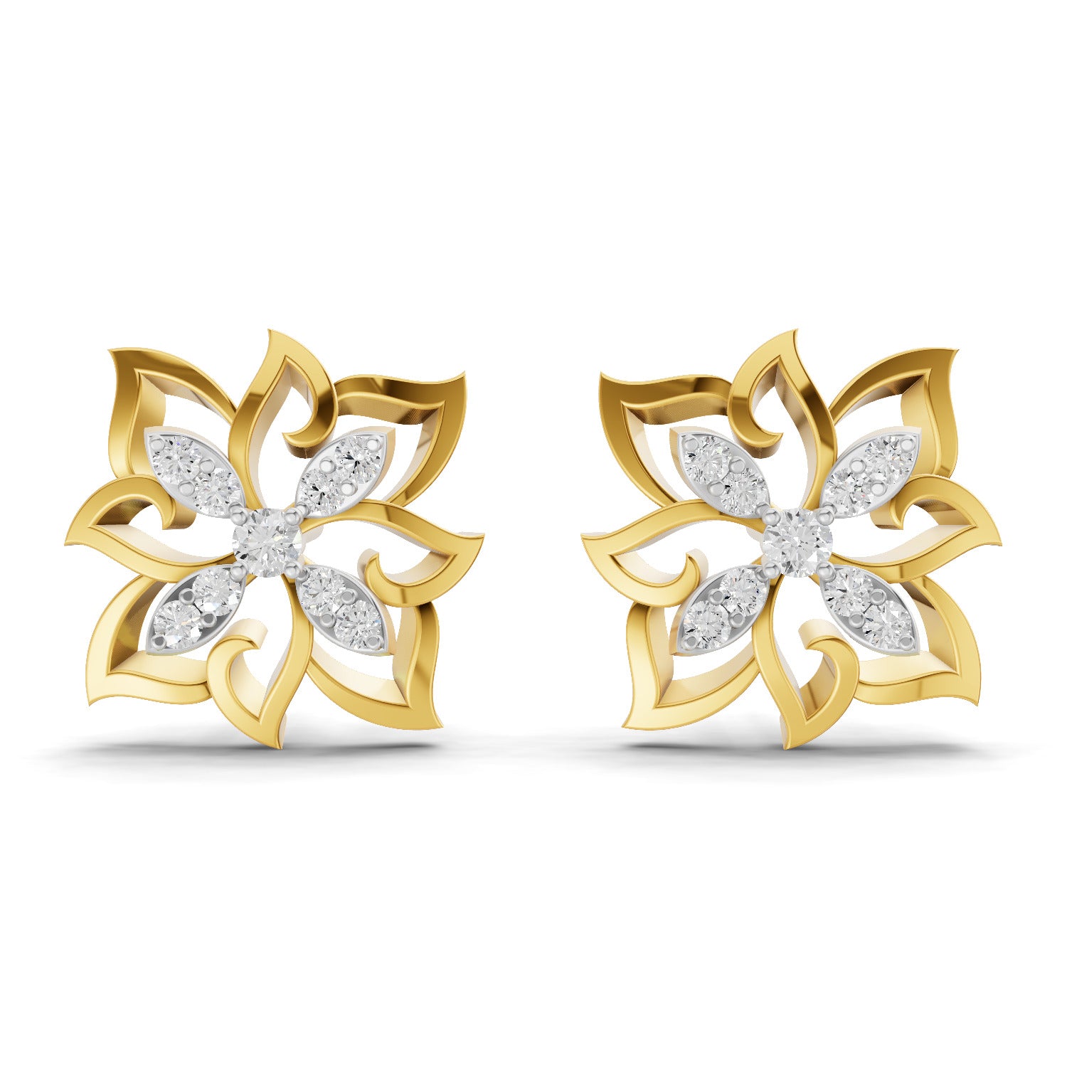 0.20 Carat  | 925 Sterling Silver Gold Plated Fashion Earrings