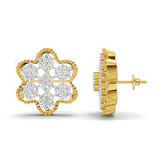 0.98 Carat | 925 Sterling Silver Gold Plated Floral Earrings