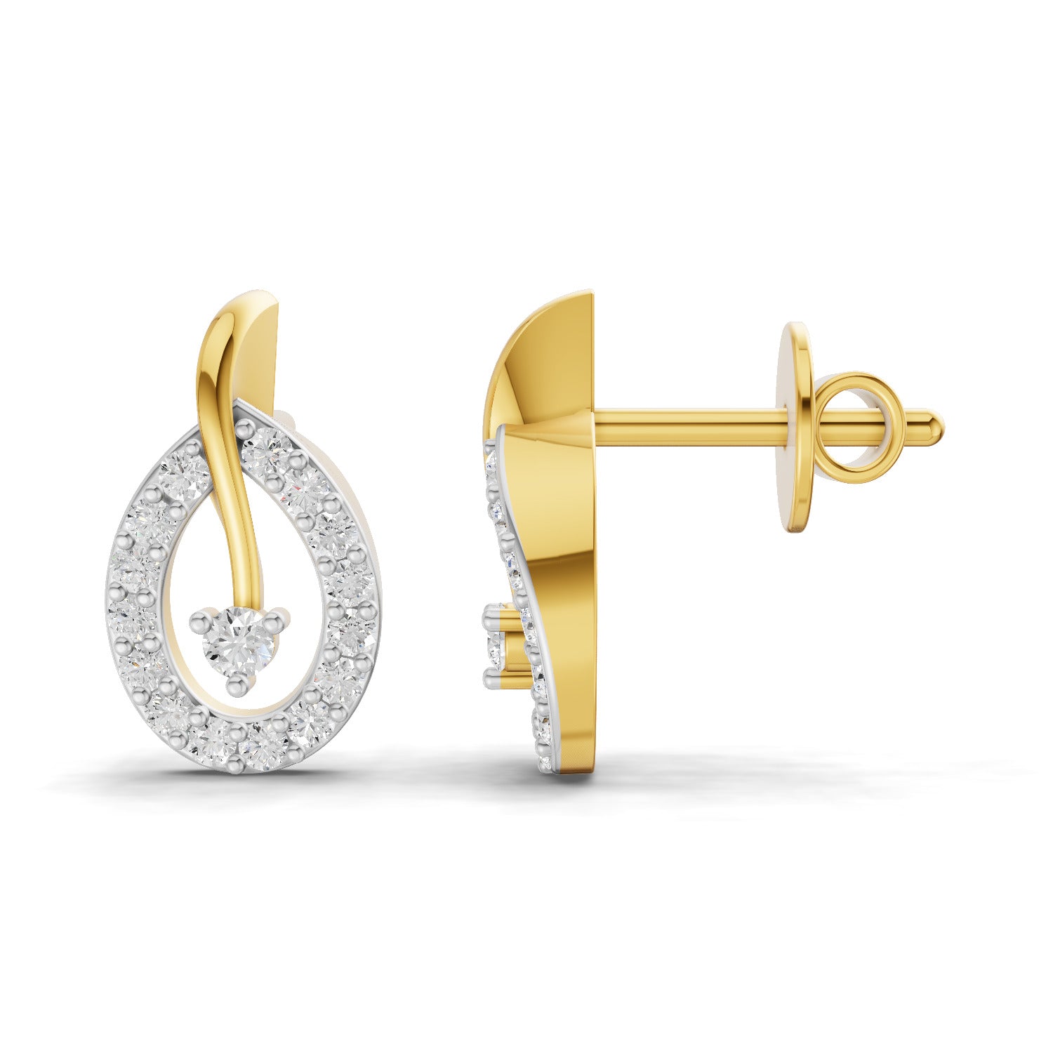 0.28 Carat  | 925 Sterling Silver Gold Plated Fashion Earrings