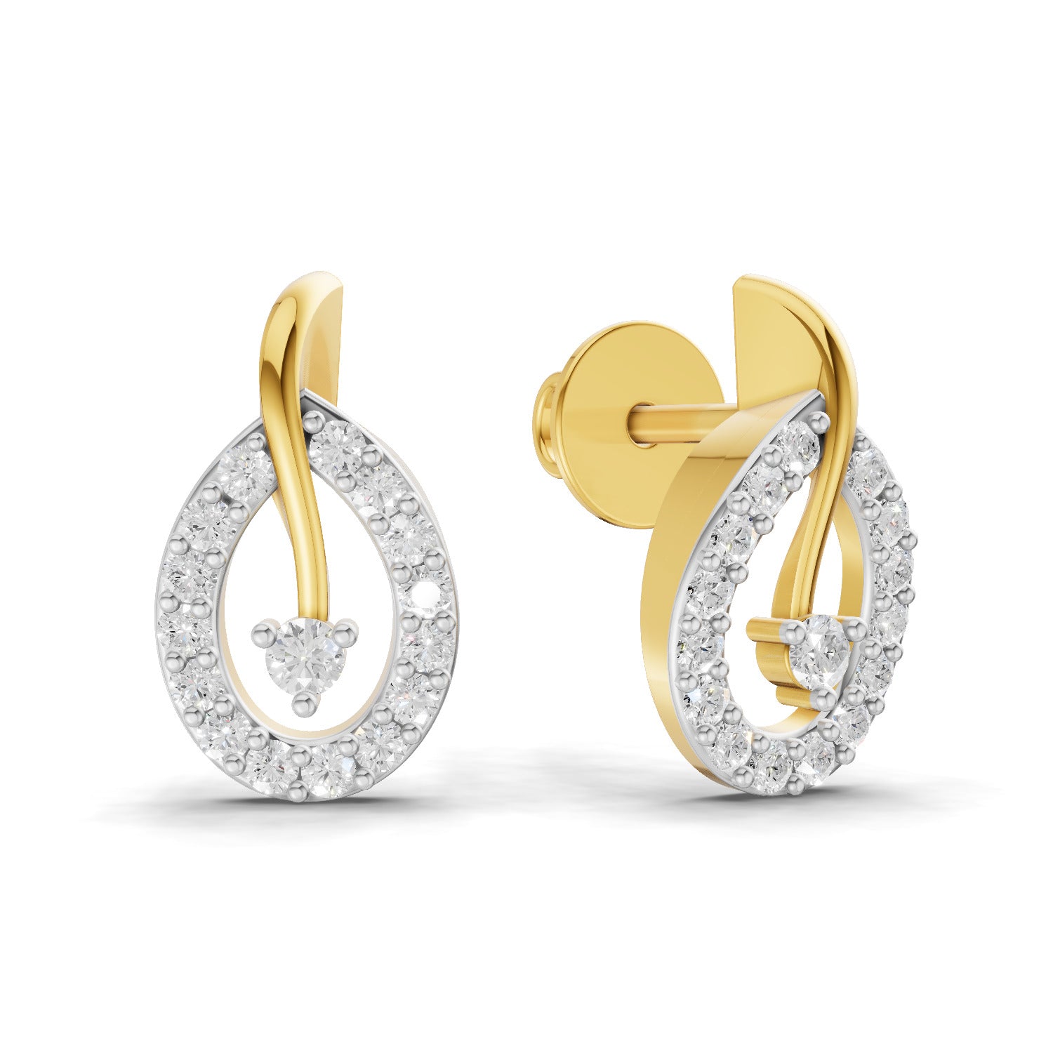 0.28 Carat  | 925 Sterling Silver Gold Plated Fashion Earrings