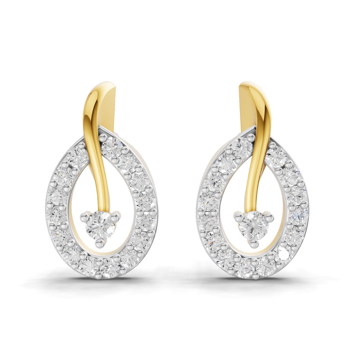 0.28 Carat  | 925 Sterling Silver Gold Plated Fashion Earrings