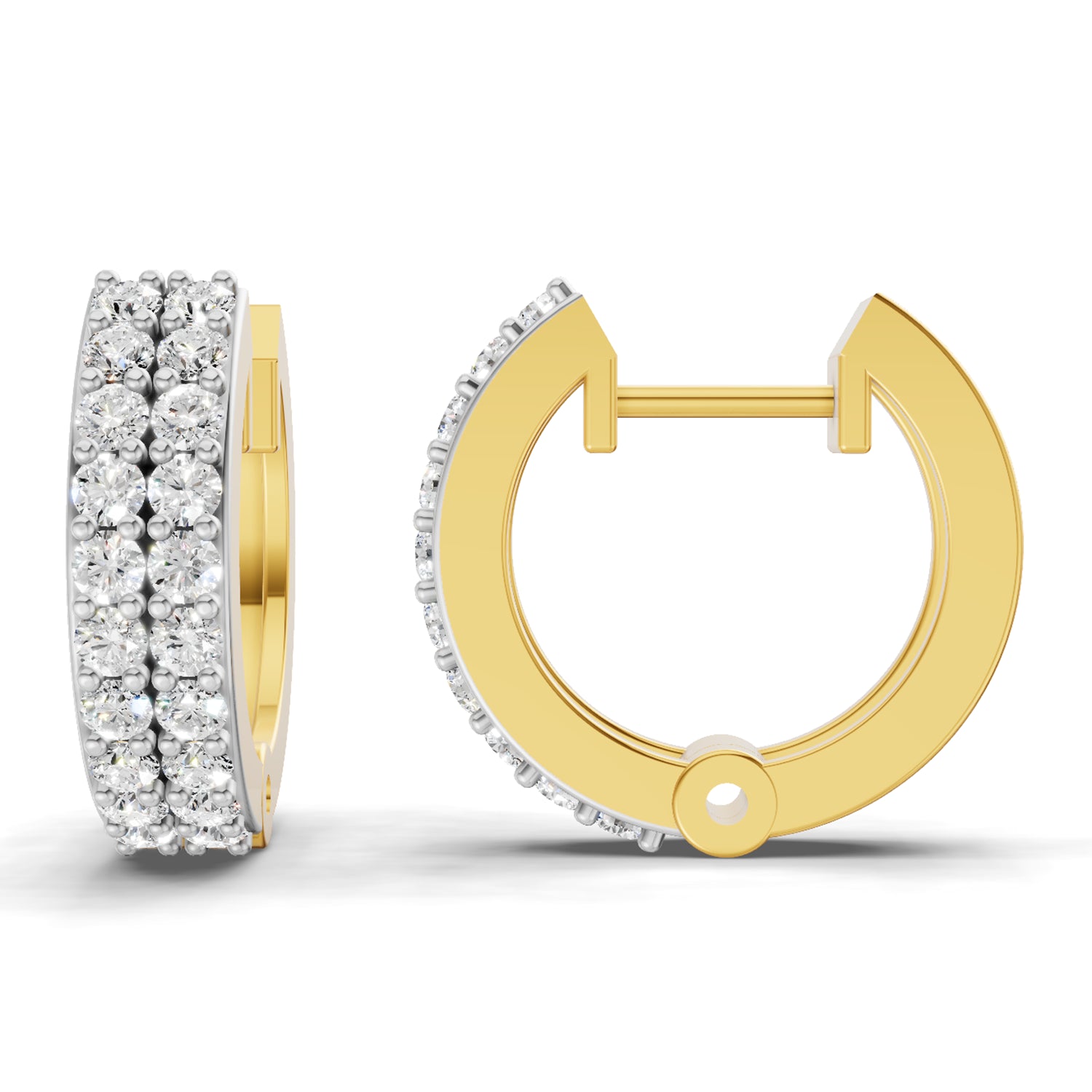 0.56 Carat | 925 Sterling Silver Gold Plated Diamond?Pave Gold Plated Hoop Earrings