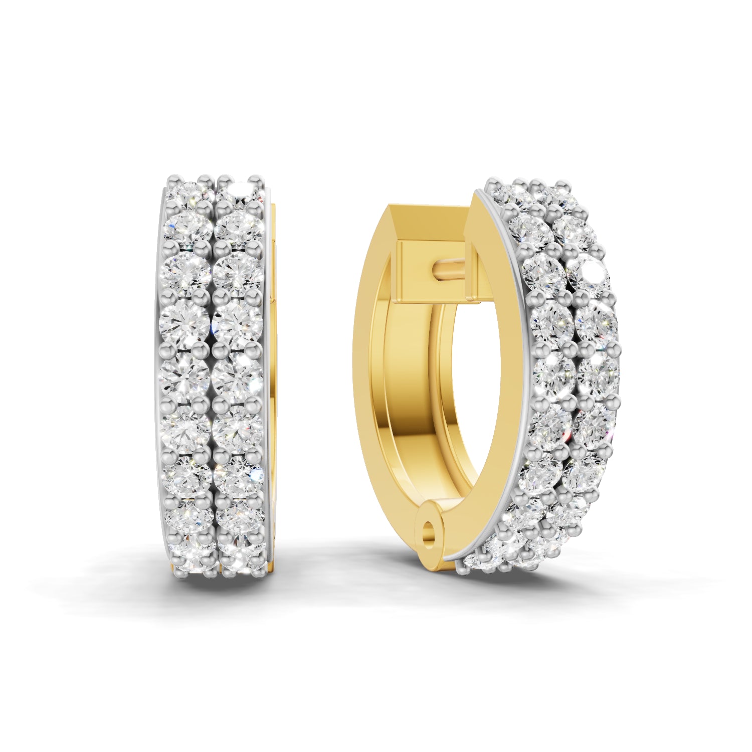 0.56 Carat | 925 Sterling Silver Gold Plated Diamond?Pave Gold Plated Hoop Earrings