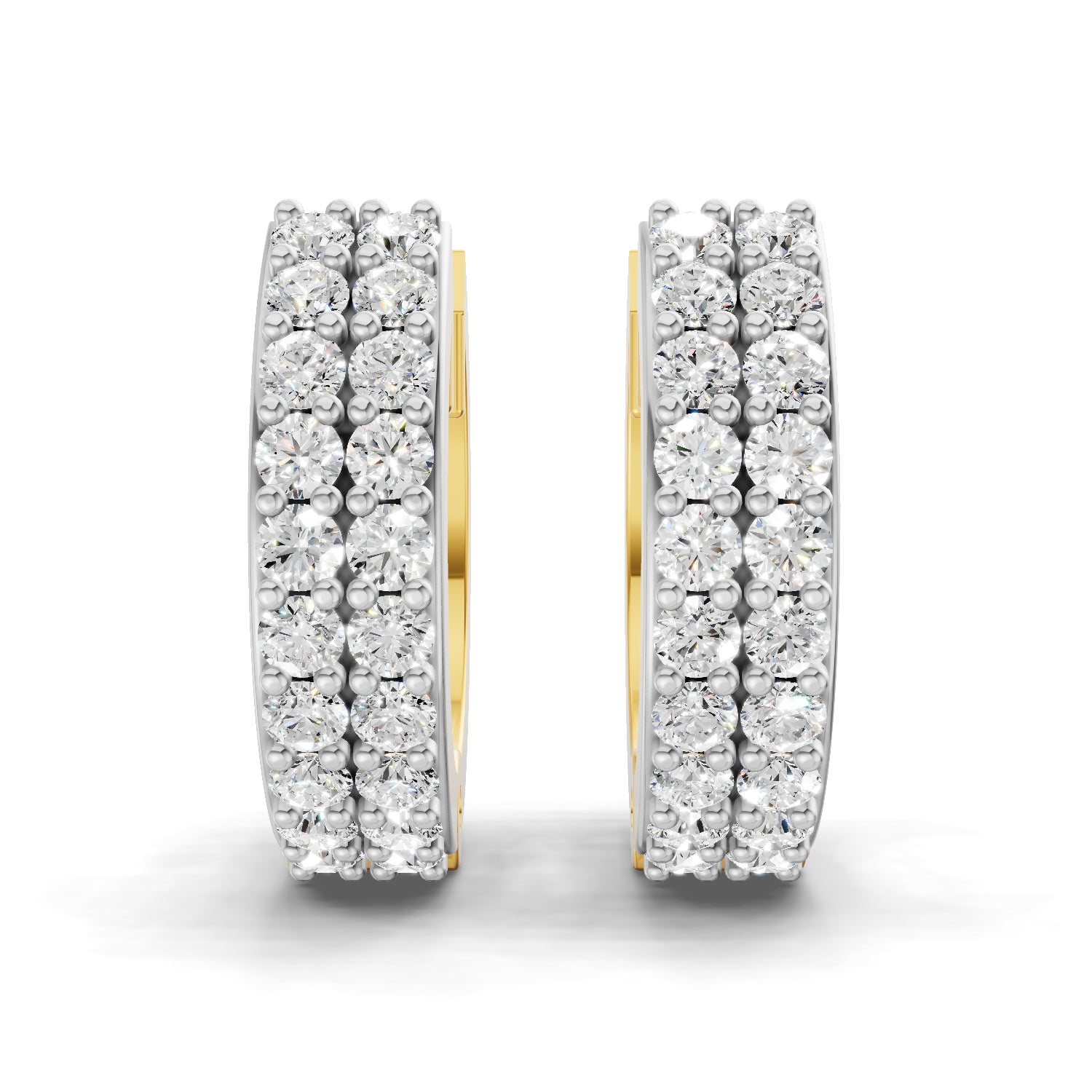 0.56 Carat | 925 Sterling Silver Gold Plated Diamond?Pave Gold Plated Hoop Earrings