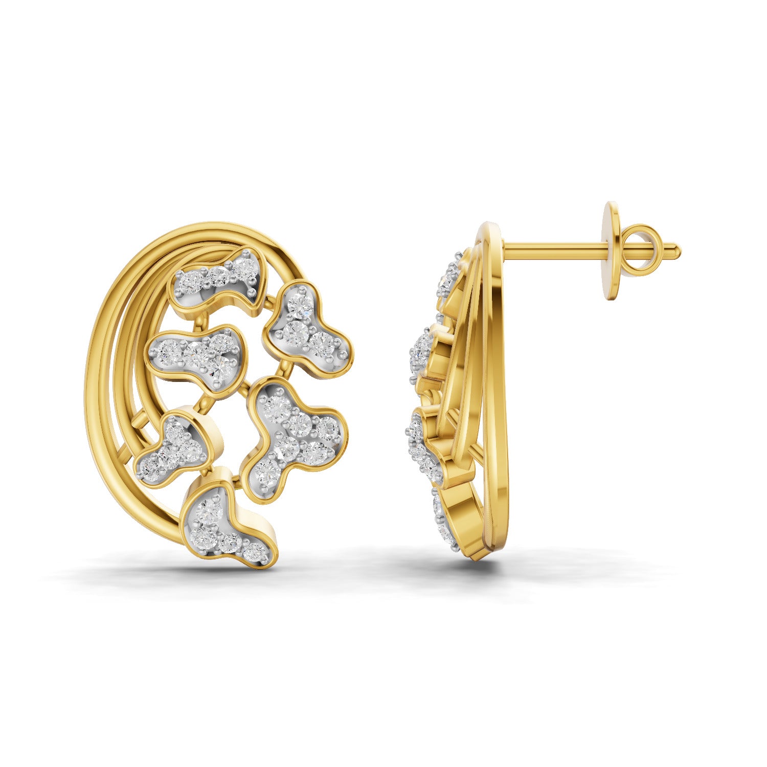 0.53 Carat  | 925 Sterling Silver Gold Plated Fashion Earrings