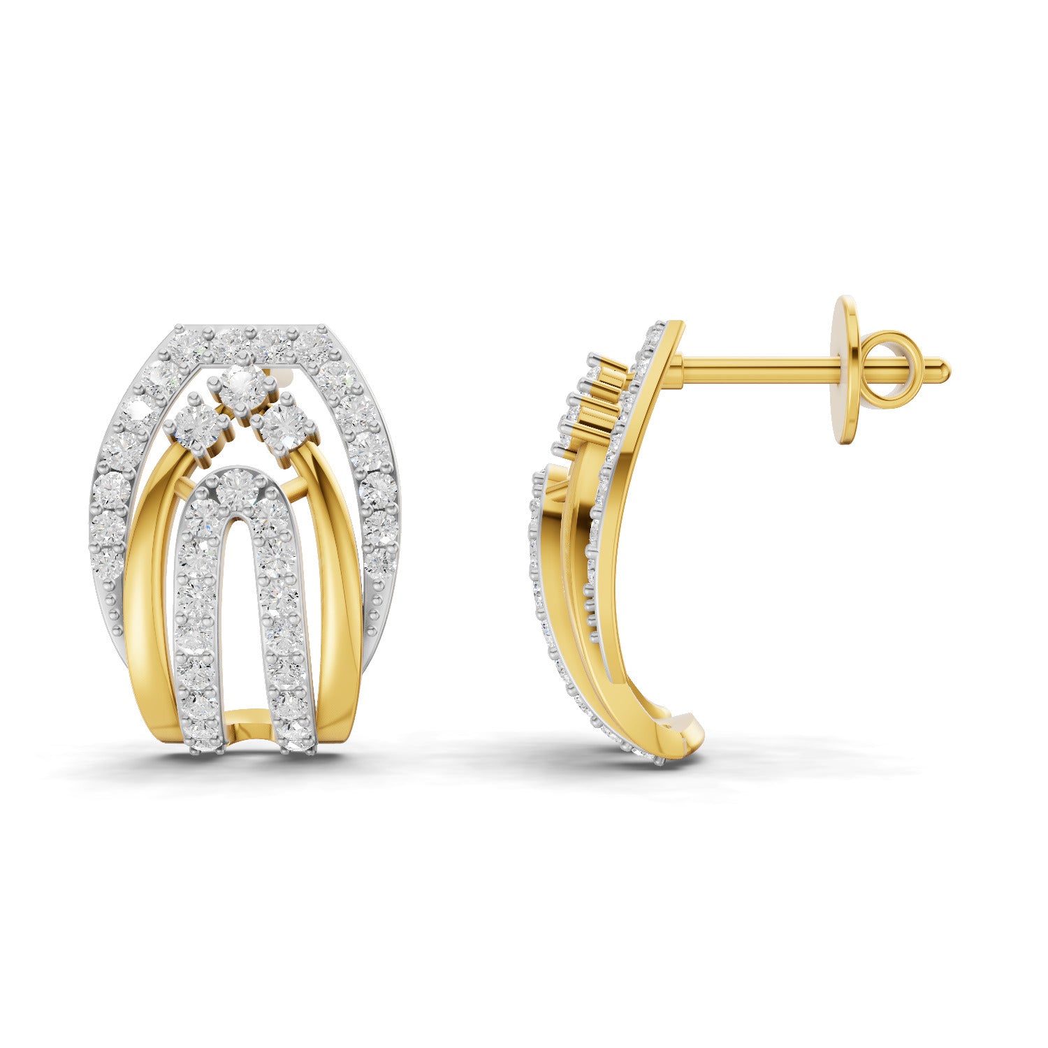 0.74 Carat  | 925 Sterling Silver Gold Plated Fashion Earrings