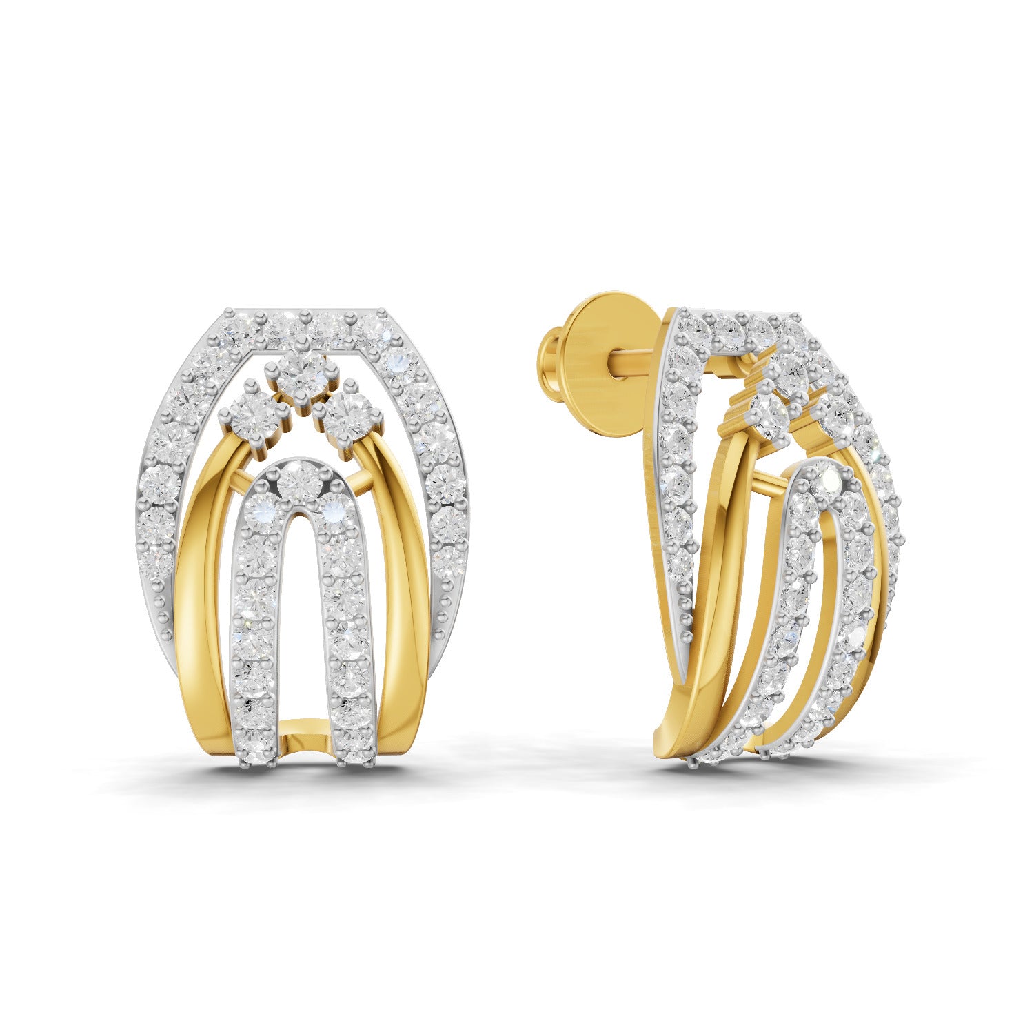0.74 Carat  | 925 Sterling Silver Gold Plated Fashion Earrings