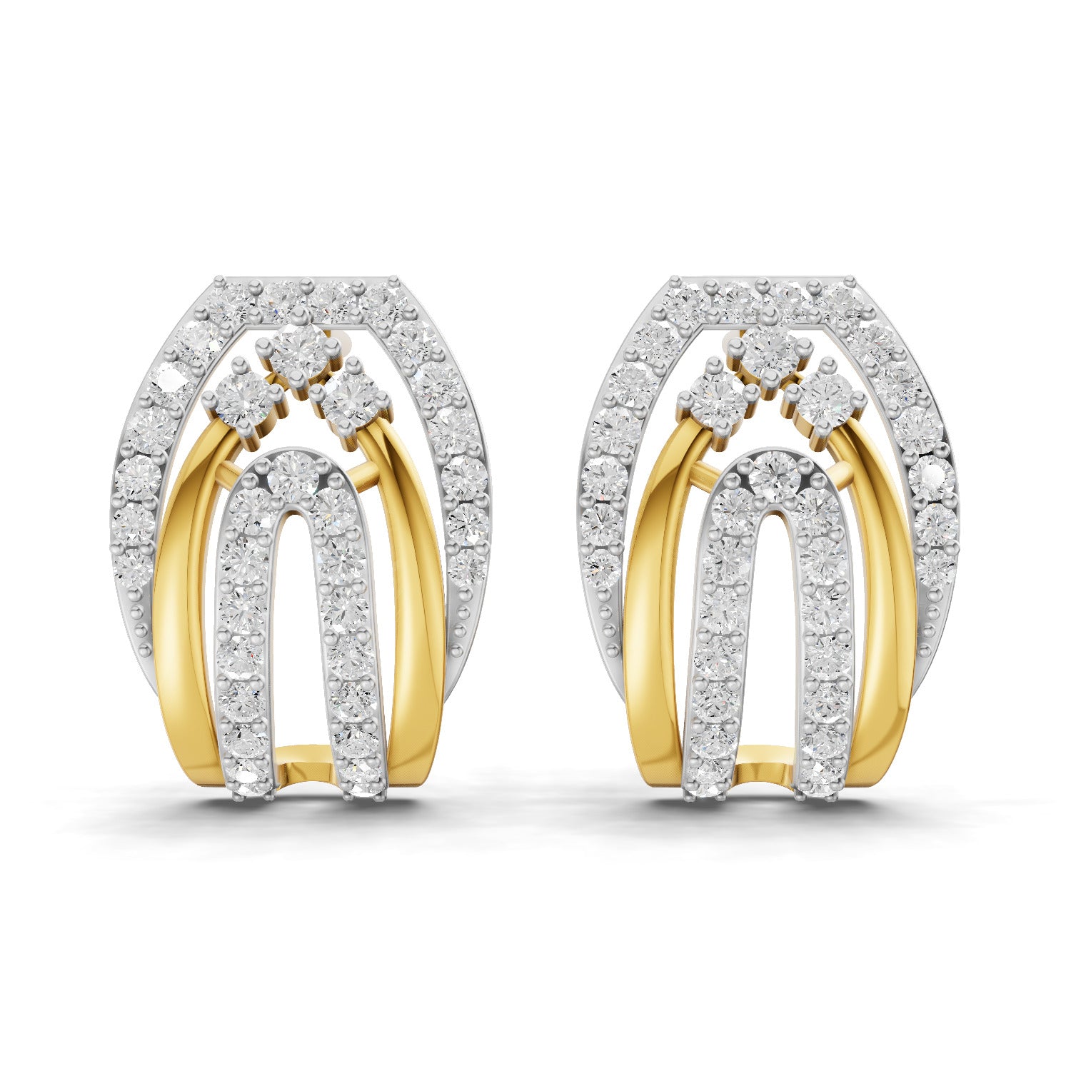 0.74 Carat  | 925 Sterling Silver Gold Plated Fashion Earrings