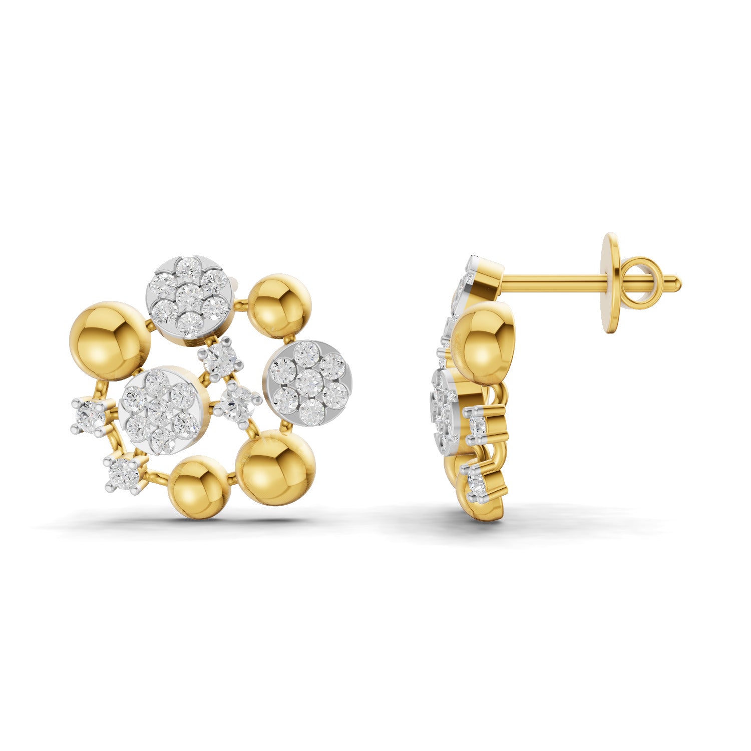 0.63 Carat  | 925 Sterling Silver Gold Plated Fashion Earrings