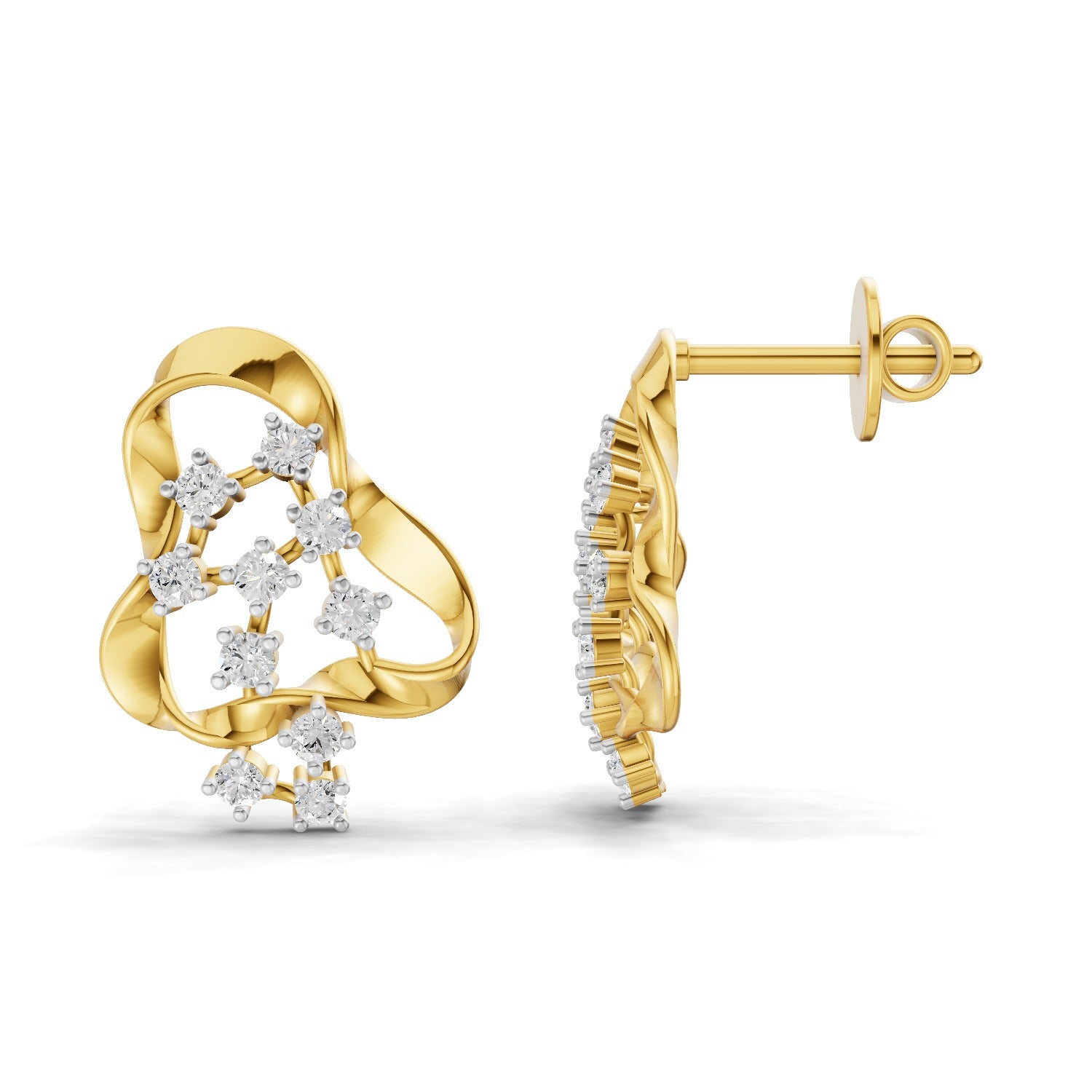 0.24 Carat  | 925 Sterling Silver Gold Plated Fashion Earrings