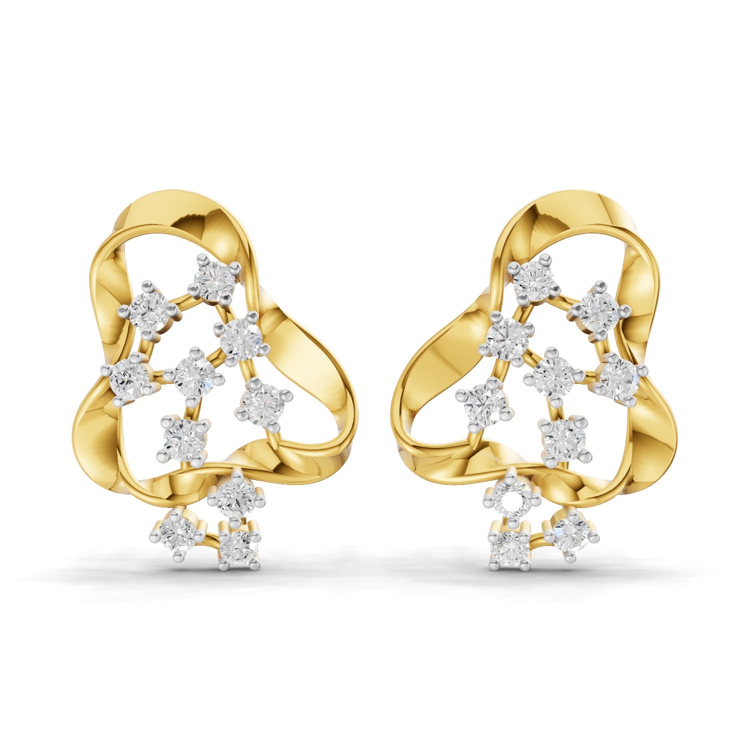 0.24 Carat  | 925 Sterling Silver Gold Plated Fashion Earrings