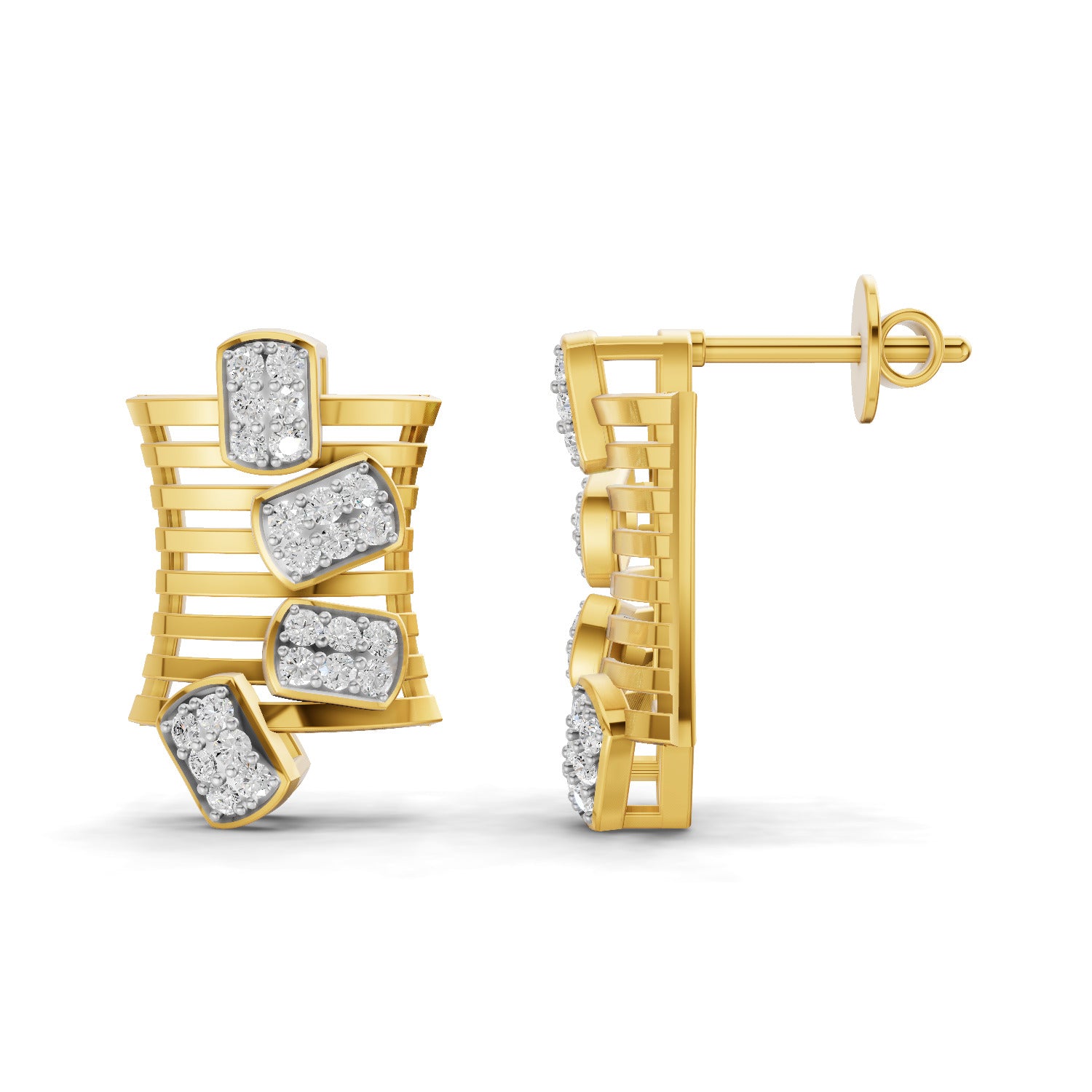 0.48 Carat  | 925 Sterling Silver Gold Plated Modern Earrings