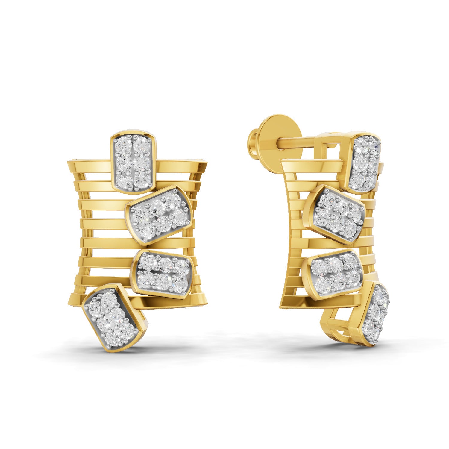 0.48 Carat  | 925 Sterling Silver Gold Plated Modern Earrings