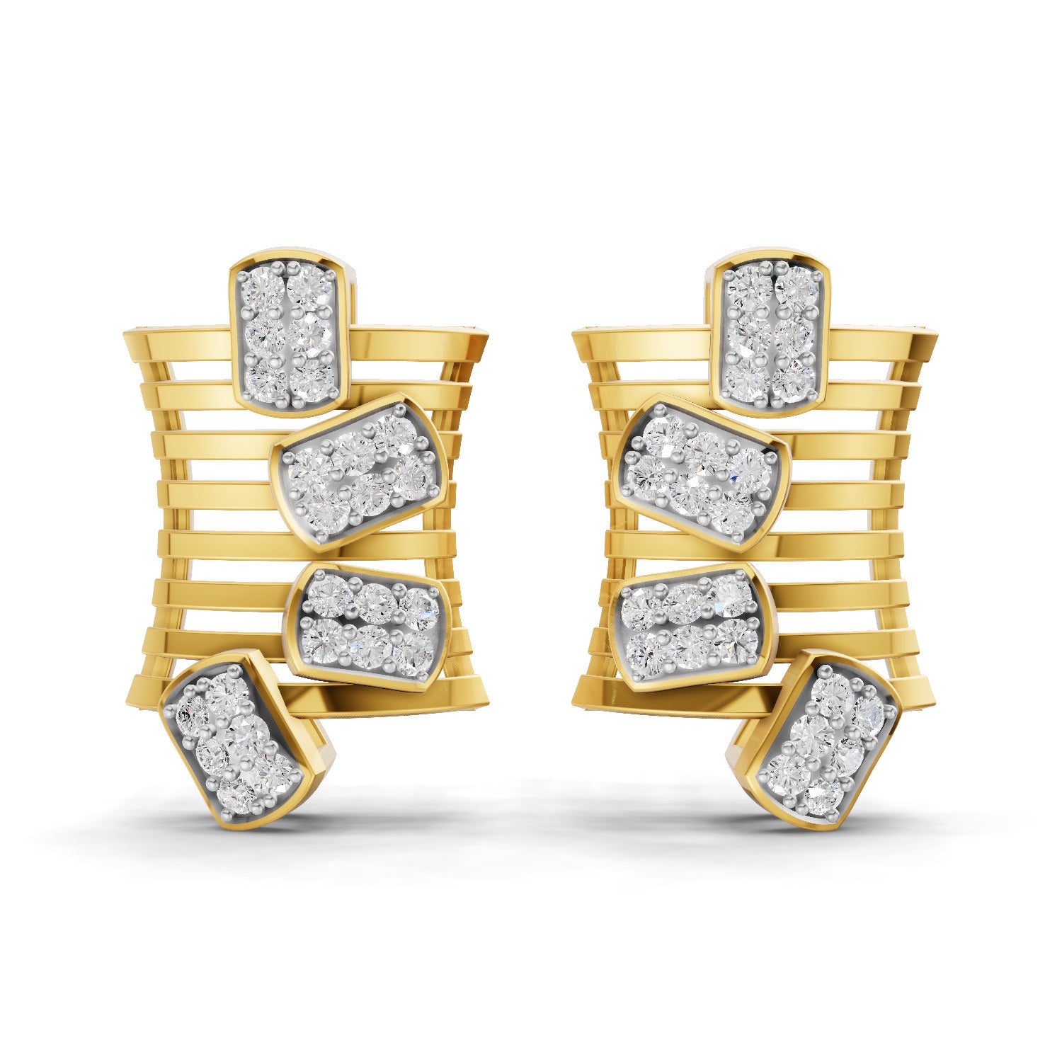 0.48 Carat  | 925 Sterling Silver Gold Plated Modern Earrings