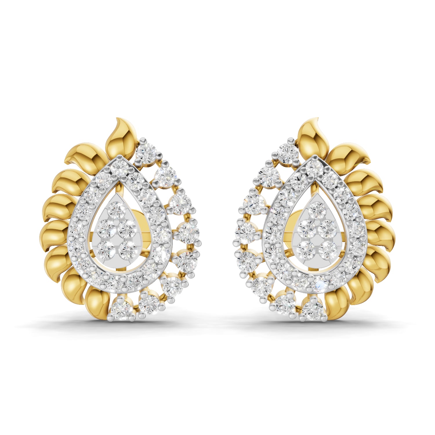 0.6 Carat Round Shape | 925 Sterling Silver Gold Plated Mayura Diamond Stud Earrings
