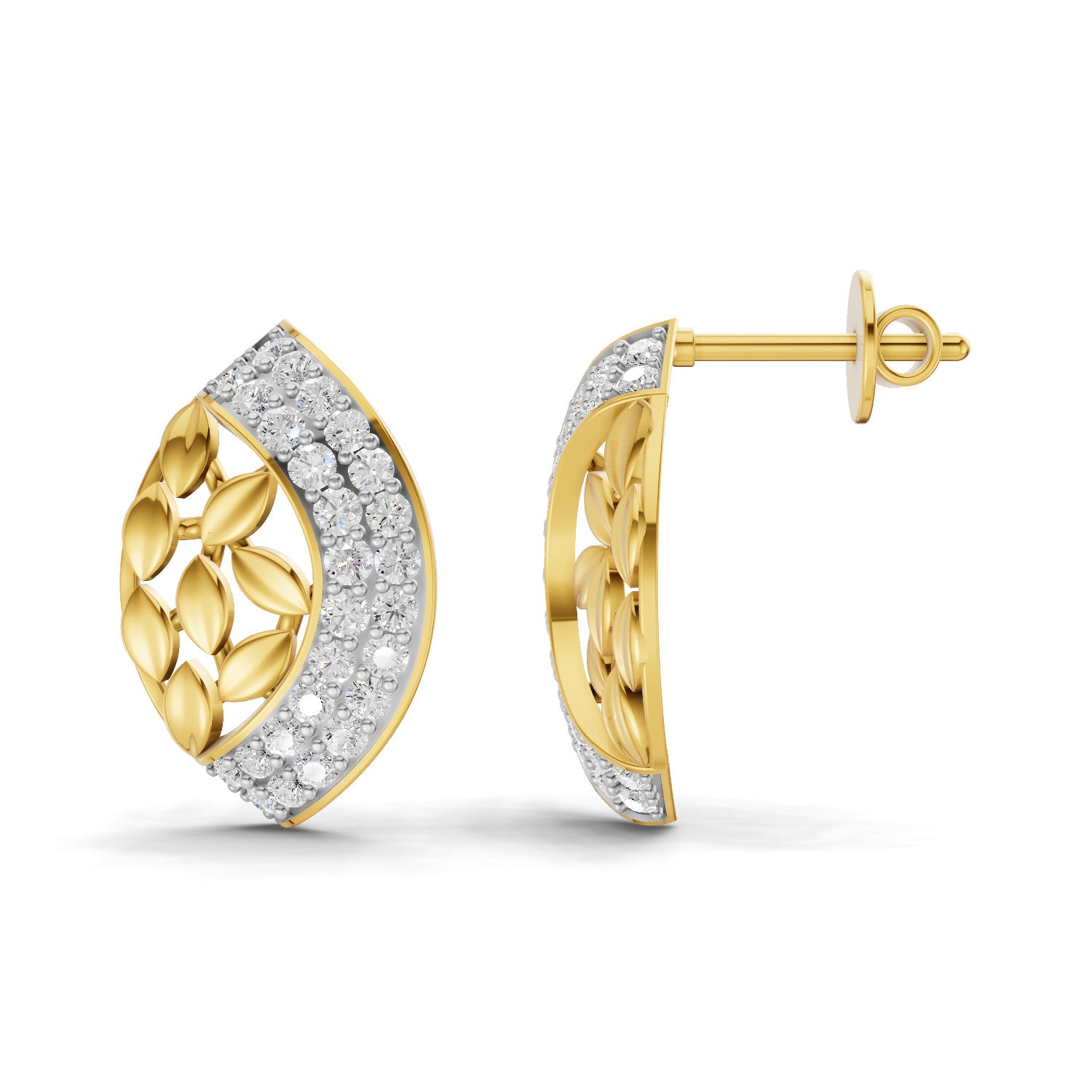 0.75 Carat  | 925 Sterling Silver Gold Plated Fashion Earrings
