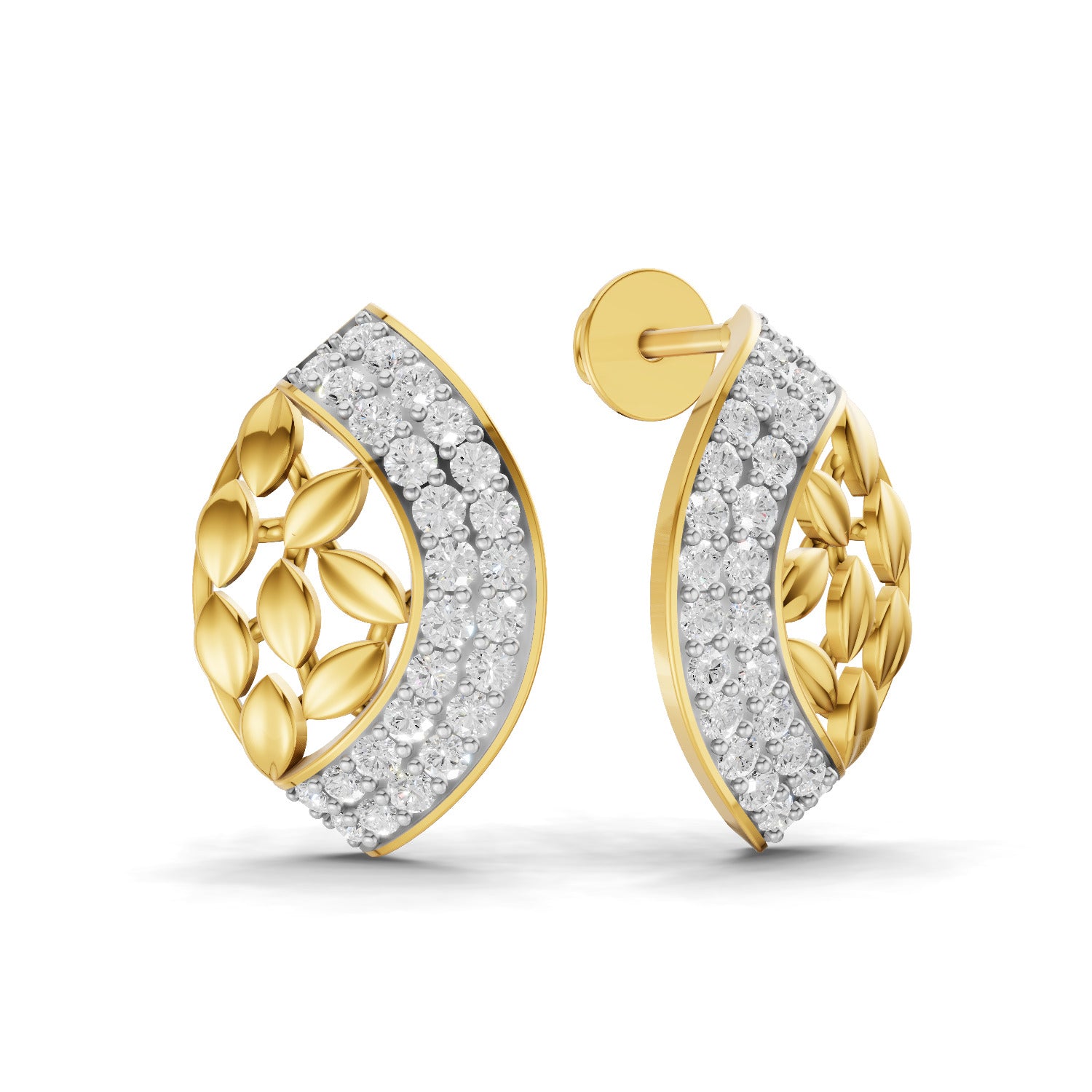 0.75 Carat  | 925 Sterling Silver Gold Plated Fashion Earrings