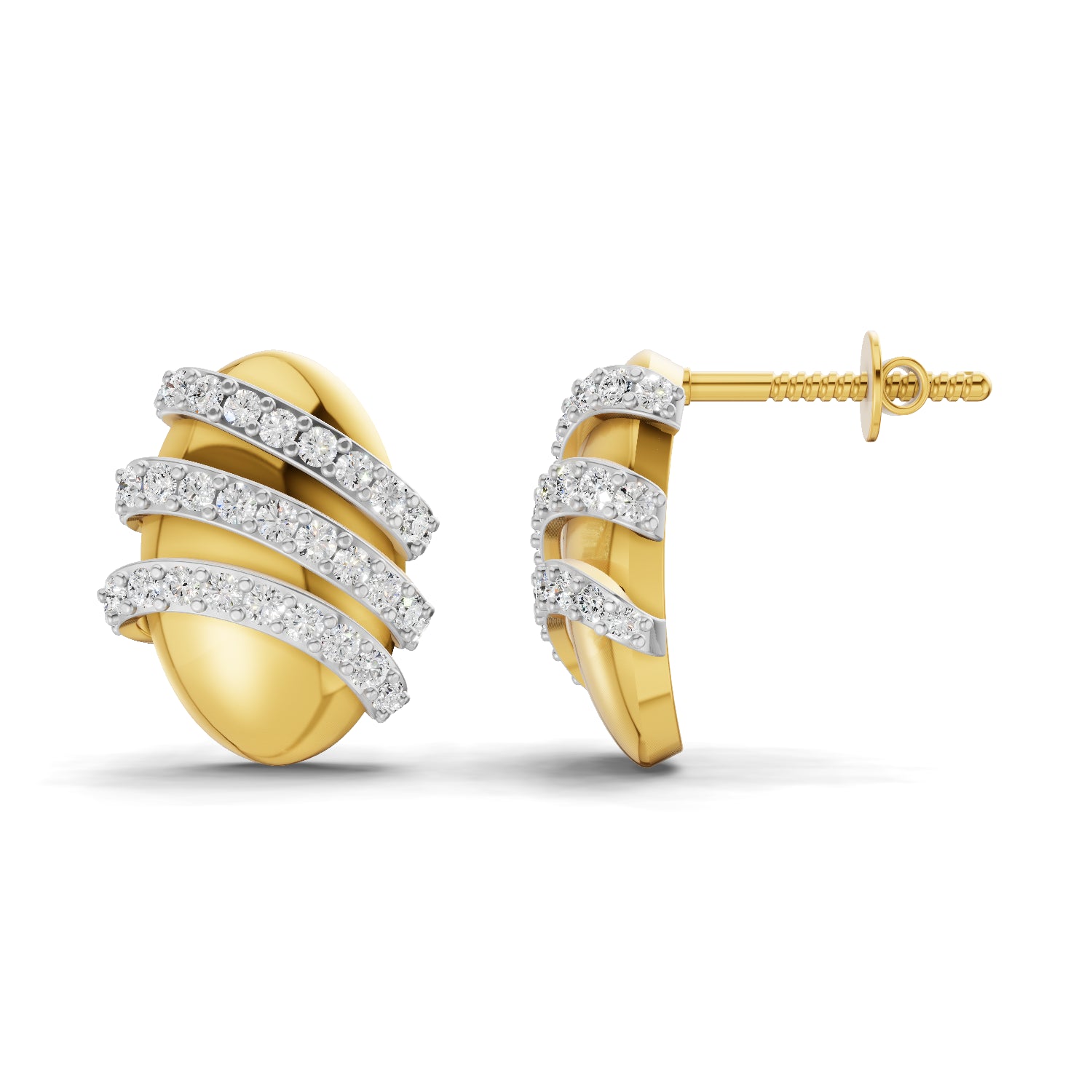 0.72 Carat | 925 Sterling Silver Gold Plated Pave Stud Earrings